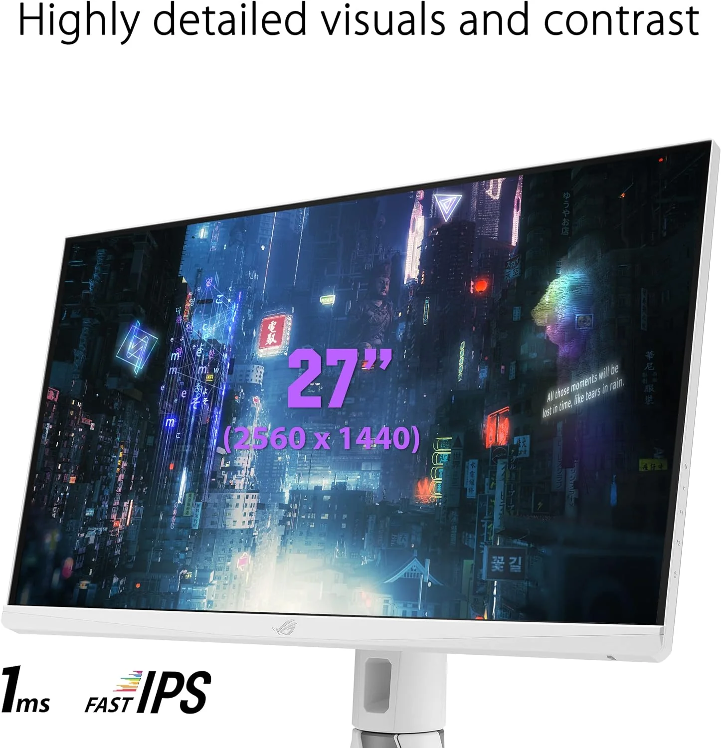 ASUS ROG Strix XG27AQ-W 27” 1440P HDR Gaming Monitor - White, QHD (2560 x 1440), Fast IPS, 170Hz, 1ms, Extreme Low Motion Blur Sync, G-SYNC Compatible, Eye Care, HDMI, DisplayPort, USB, DisplayHDR400 (Certified Refurbished) - Image 6