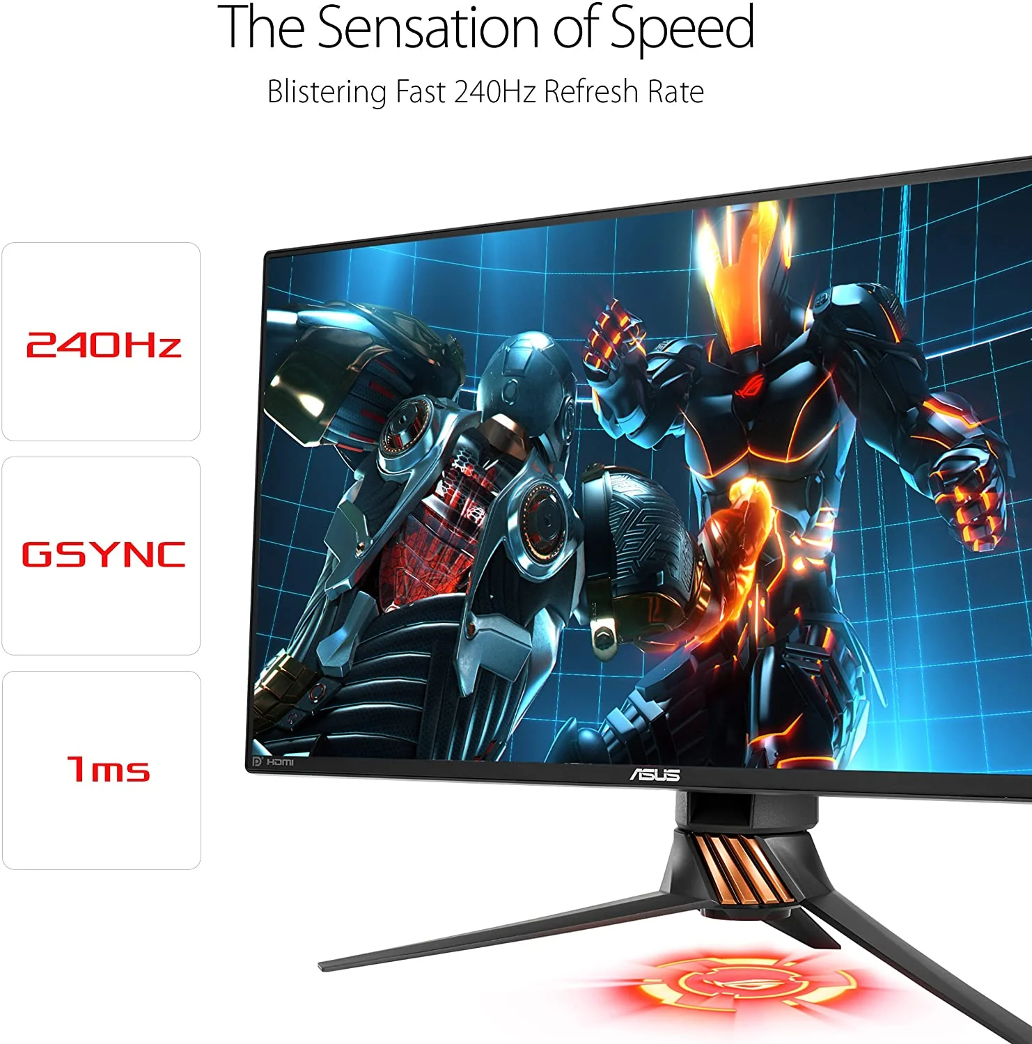 ASUS ROG Swift PG258Q 24.5” Full HD G-SYNC Gaming Monitor 240Hz 1080p 1ms with Eye Care DisplayPort HDMI USB (Certified Refurbished) - Image 2