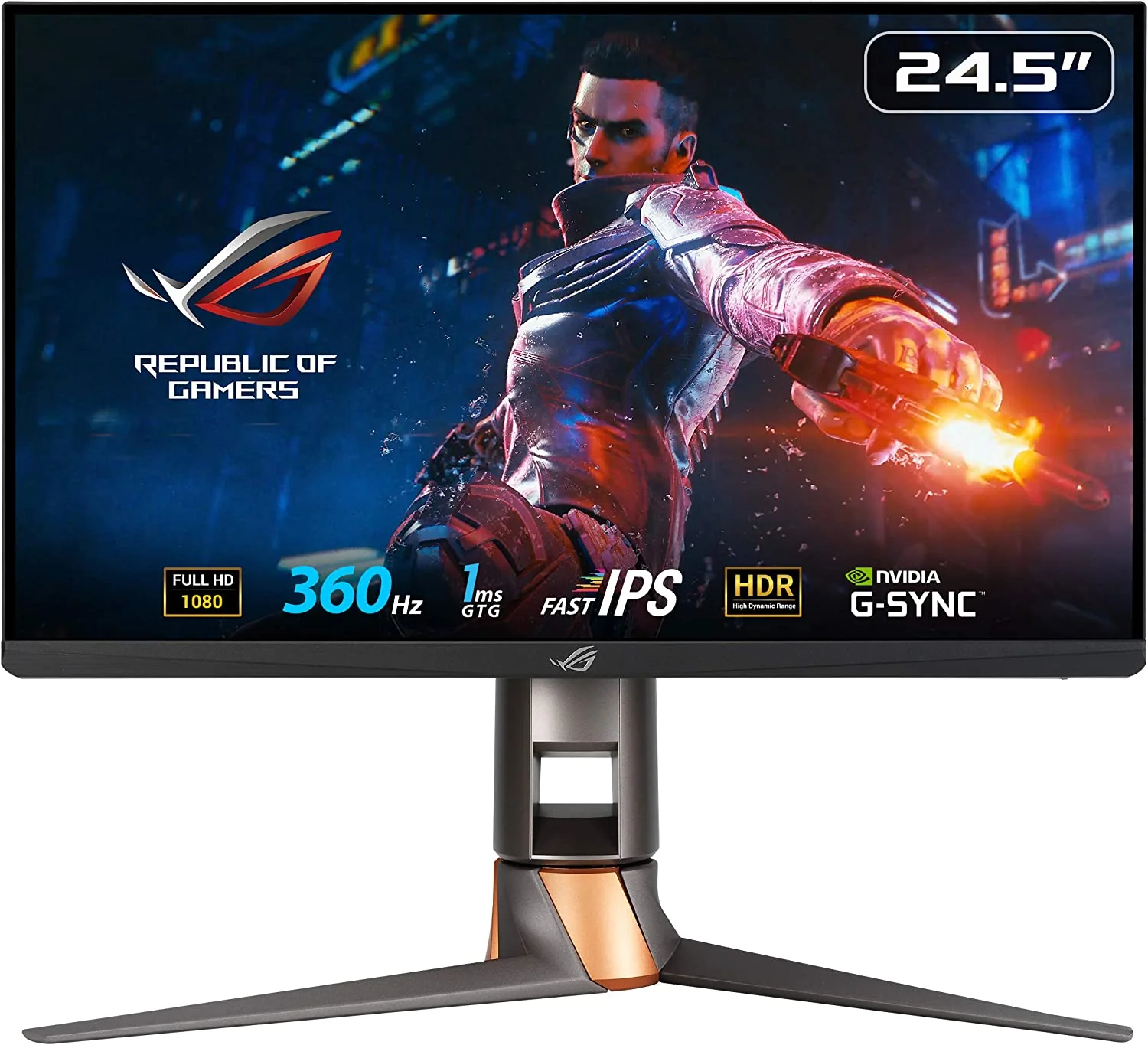ASUS ROG Swift PG259QN eSports NVIDIA® G-SYNC® Gaming Monitor – 24.5 inch FHD (1920 x 1080), 360 Hz, Fast IPS, 1 ms (GTG), HDR, NVIDIA ULMB (Certified Refurbished) - Image 2