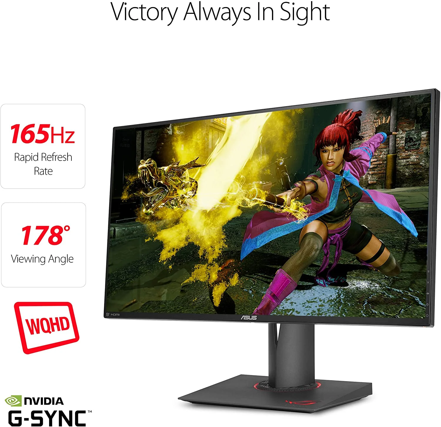 ASUS ROG Swift PG279QZ 27" WQHD G-SYNC Gaming Monitor 165Hz 1440p IPS with Eye Care DisplayPort HDMI USB (Certified Refurbished) - Image 2