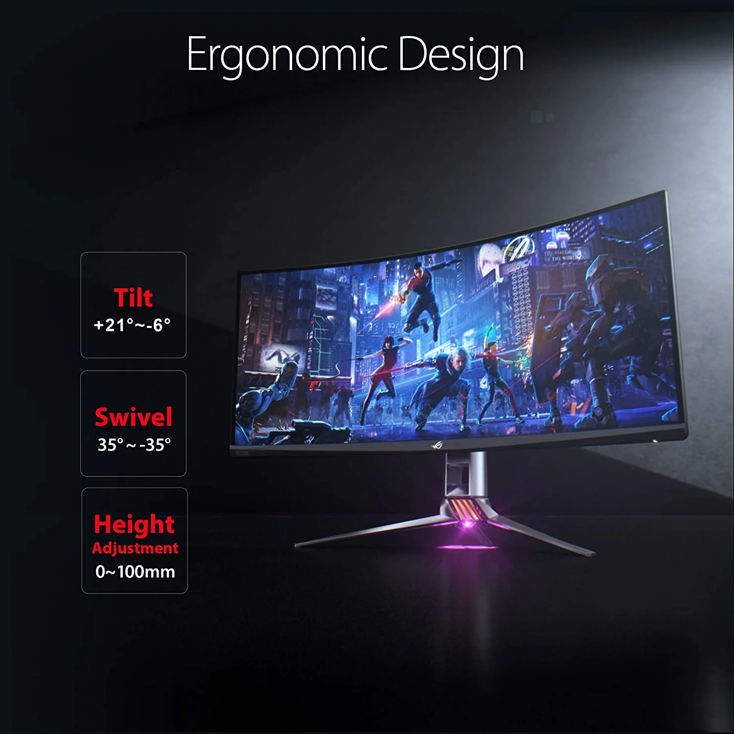 ROG Swift PG35VQ Ultra-Wide HDR Gaming Monitor – 35” 21:9 (3440 x 1440), FALD 512 Zones, Peak Brightness 1000nits, Overclockable 200Hz, 2ms, G-SYNC Ultimate, DisplayHDR1000 (Certified Refurbished) - Image 5