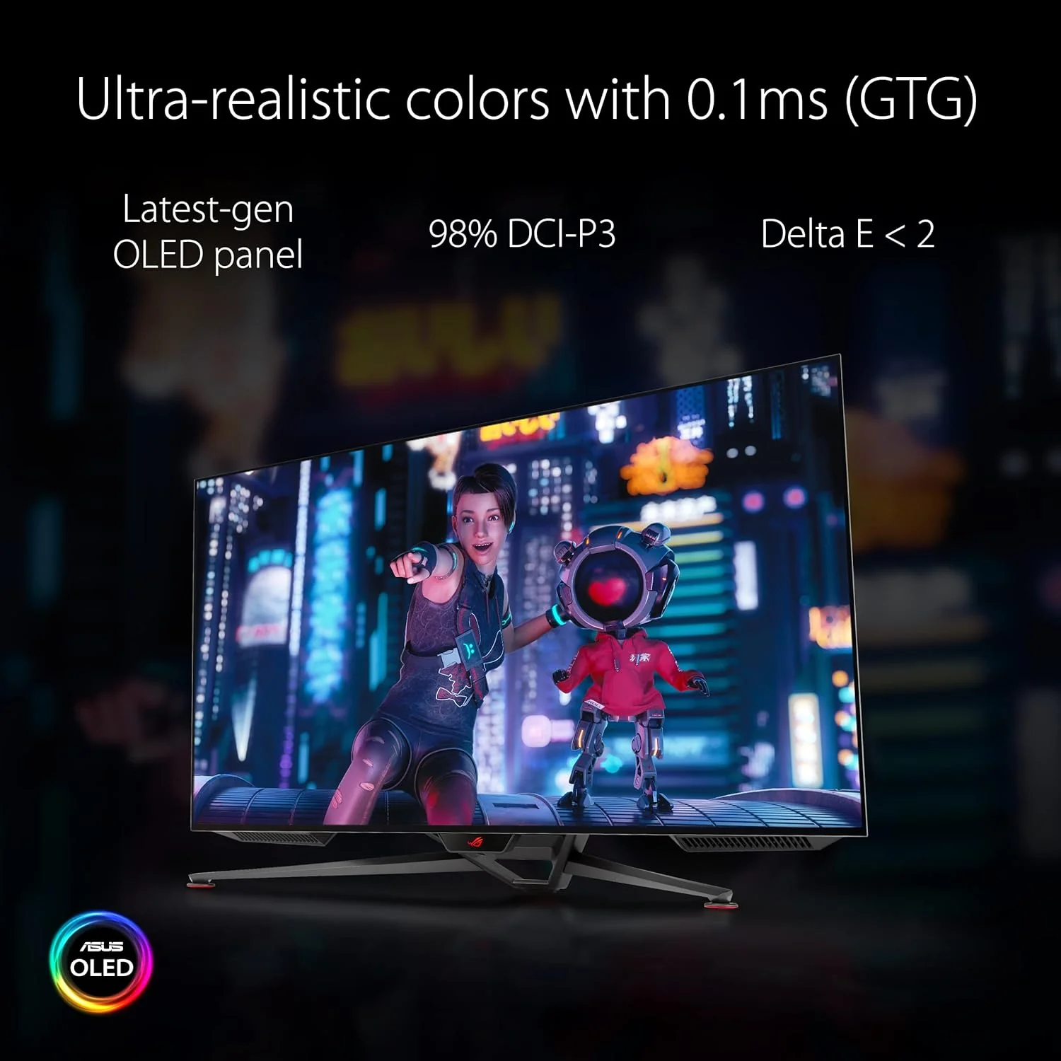 Asus ROG Swift PG42UQ 41.5 inch Gaming Monitor 3840 x 2160 138Hz 0.1ms True 10 bit DCI-P3 98% OLED, HDMI2.1, DisplayPort, USB (Certified Refurbished) - Image 3