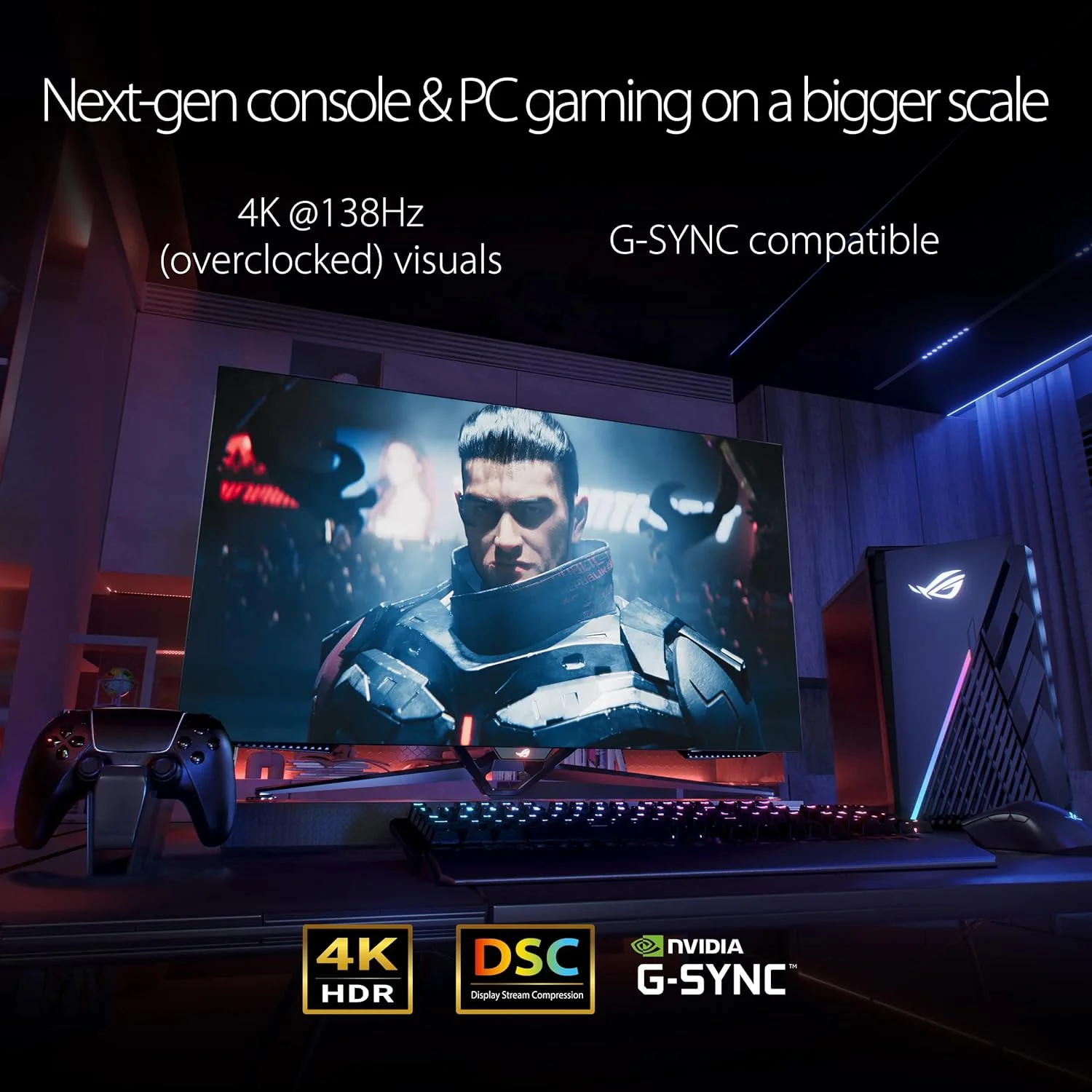 Asus ROG Swift PG42UQ 41.5 inch Gaming Monitor 3840 x 2160 138Hz 0.1ms True 10 bit DCI-P3 98% OLED, HDMI2.1, DisplayPort, USB (Certified Refurbished) - Image 6