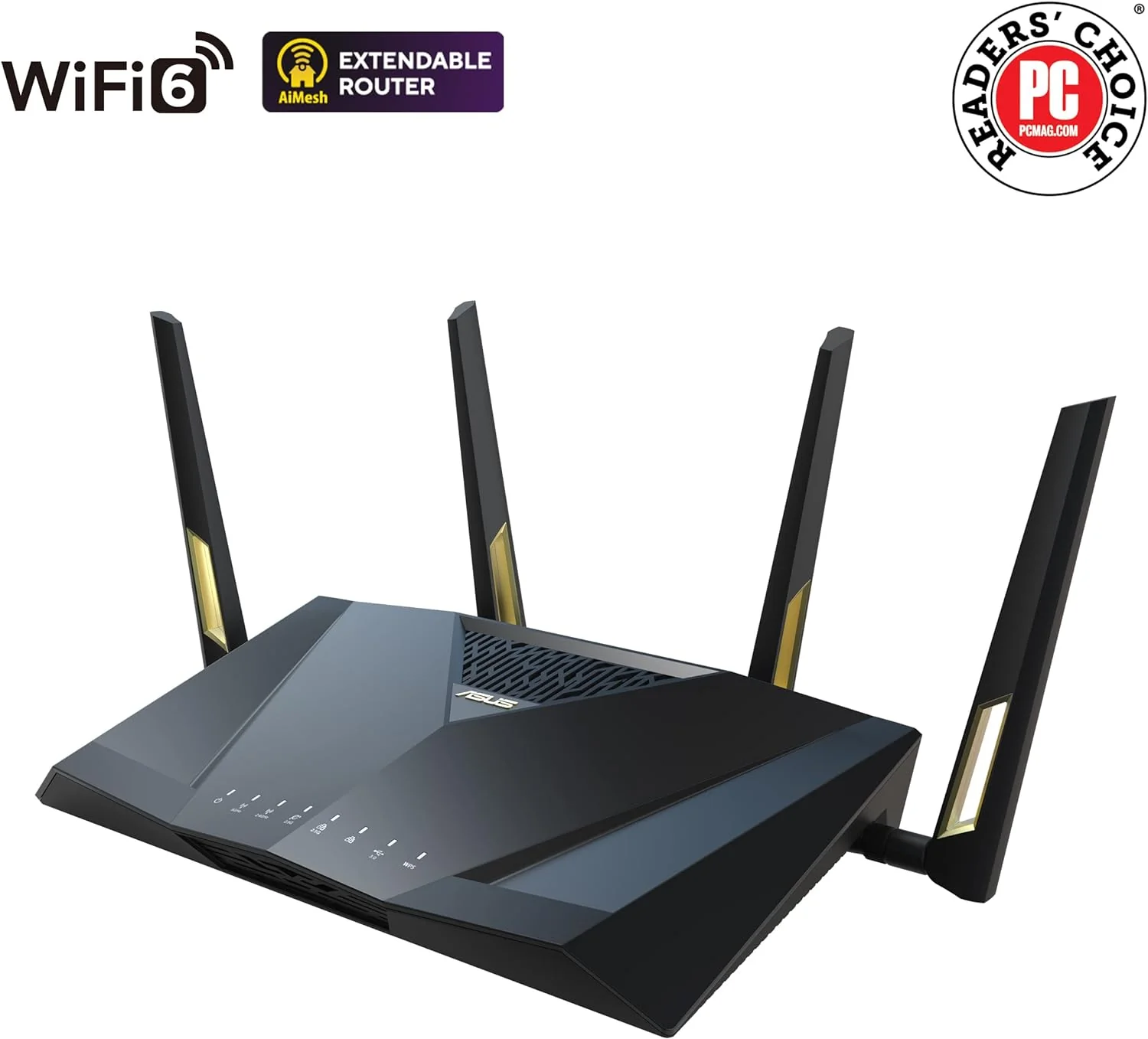 ASUS RT-AX88U Pro (AX6000) Dual Band WiFi 6 Extendable Gaming Router, Dual 2.5G Ports, ASUS Rangeboost Plus, Port Forwarding, Subscription-Free Network Security, VPN, AiMesh Compatible (Certified Refurbished) - Image 2