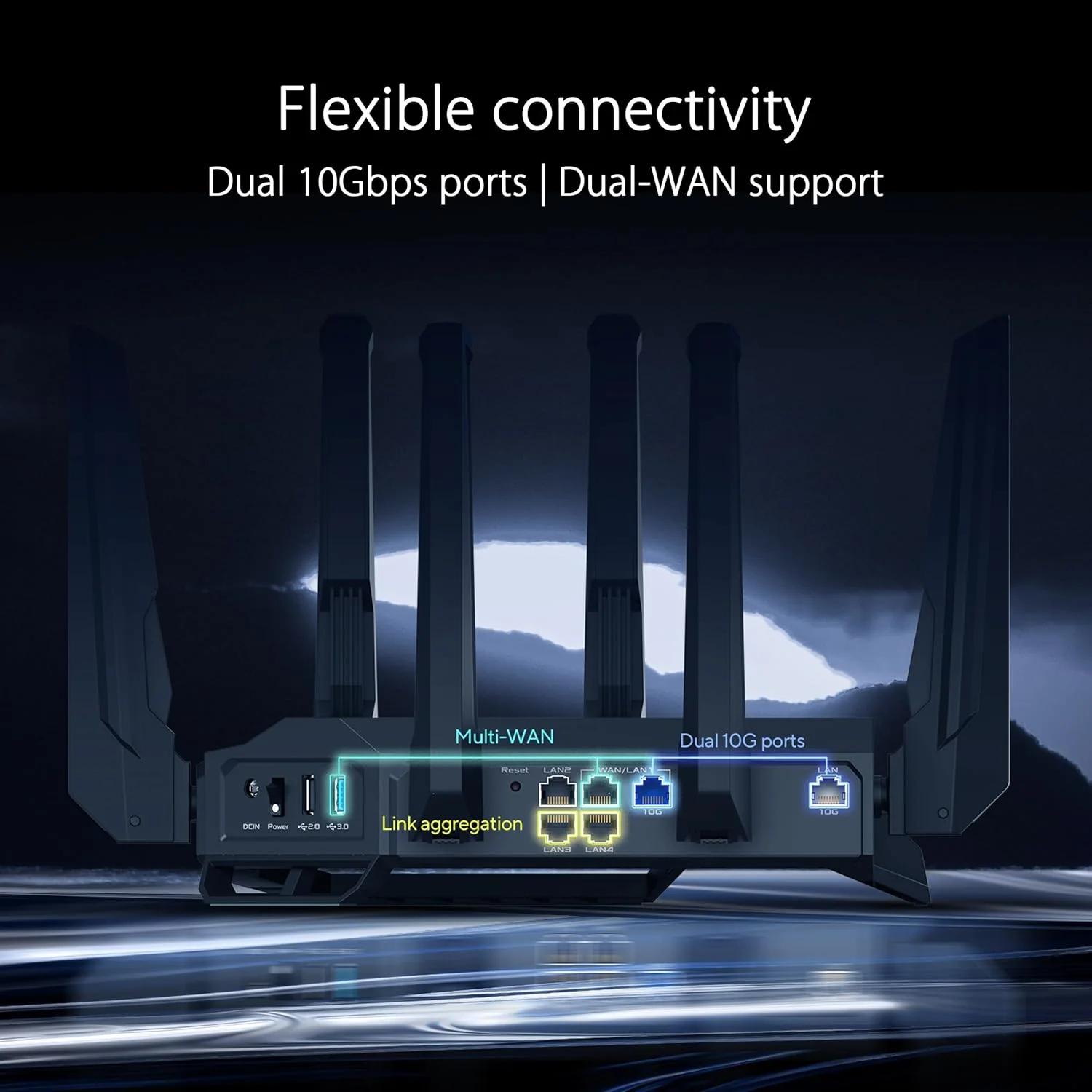 ASUS RT-BE96U(BE19000) Tri-Band WiFi 7 Extendable Router, Support New 320MHz Bandwidth, 4096-QAM, Multi-Link Operation, Dual 10G Ports, Backup WAN, Subscription-Free Network Security, AiMesh Support (Certified Refurbished) - Image 3