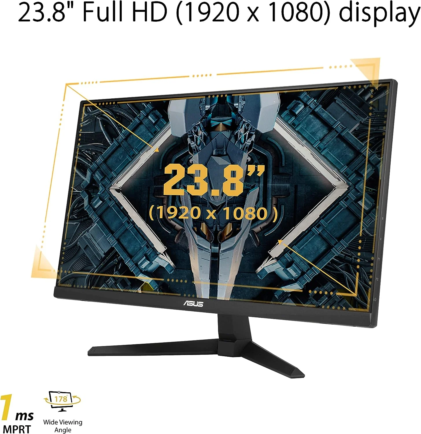 ASUS TUF Gaming 23.8” 1080P Monitor (VG247Q1A) - Full HD, 165Hz (Supports 144Hz), 1ms, Extreme Low Motion Blur, Adaptive-sync, FreeSync Premium, Shadow Boost, Speakers, Eye Care, HDMI, DisplayPort (Certified Refurbished) - Image 2