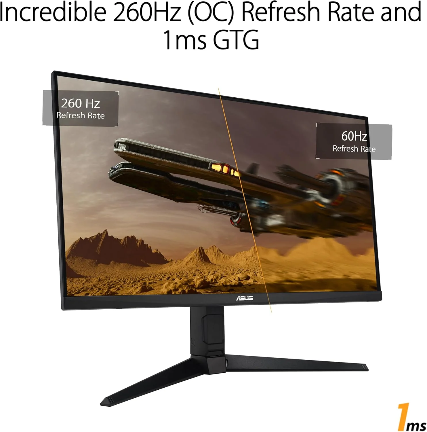 ASUS TUF Gaming 27” 1440P Gaming Monitor (VG27AQML1A) - QHD (2560 x 1440), 260Hz, 1ms, Fast IPS, Extreme Low Motion Blur Sync, G-SYNC Compatible, Freesync Premium (Certified Refurbished) - Image 3