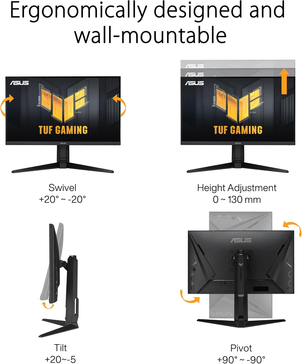 ASUS TUF Gaming 27” 1440P Gaming Monitor (VG27AQML1A) - QHD (2560 x 1440), 260Hz, 1ms, Fast IPS, Extreme Low Motion Blur Sync, G-SYNC Compatible, Freesync Premium (Certified Refurbished) - Image 5