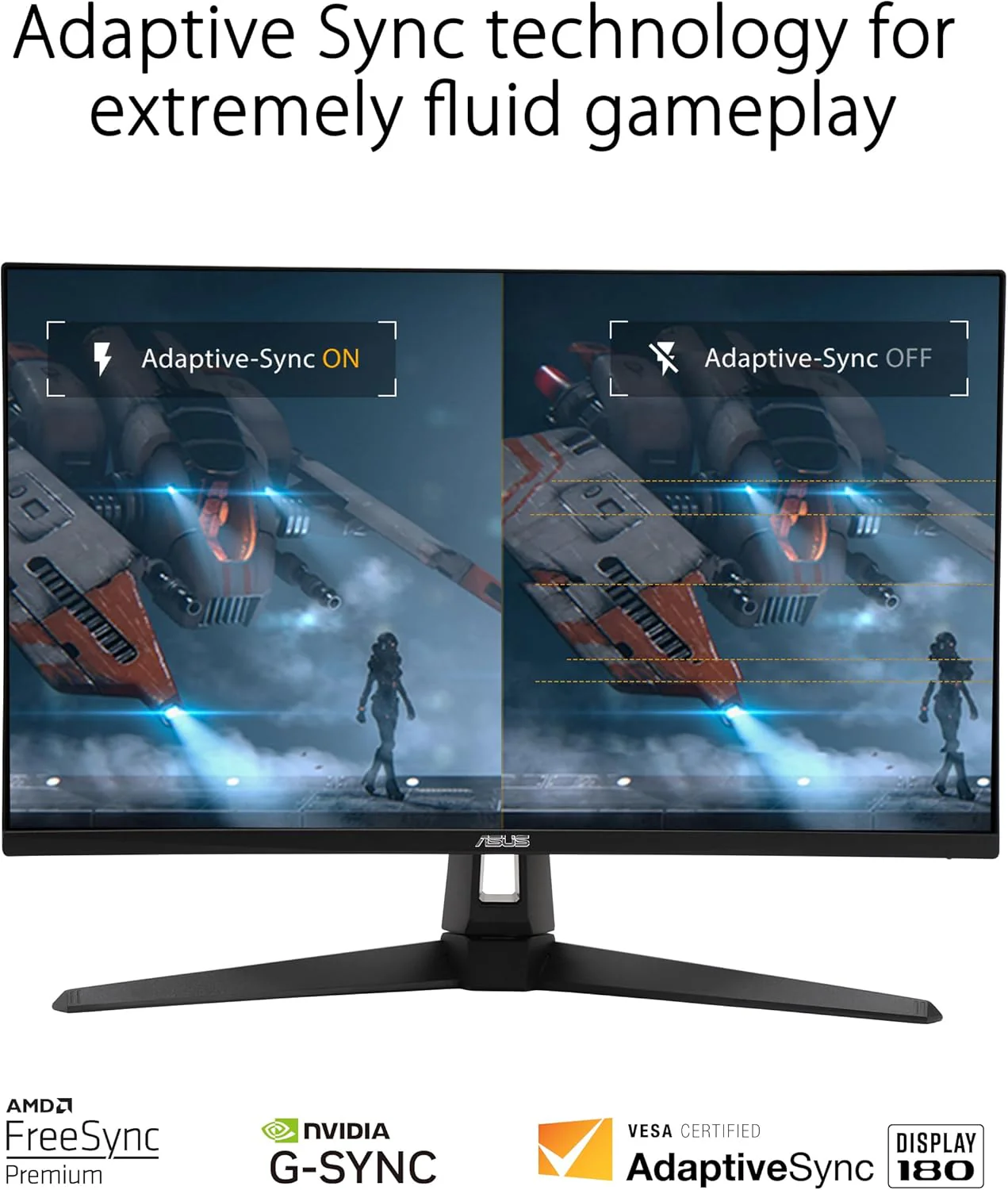 ASUS TUF Gaming 27” 1440P HDR Monitor (VG27AQ3A) – QHD (2560 x 1440), 180Hz, 1ms, Fast IPS, 130% sRGB, Extreme Low Motion Blur Sync, Speakers, Freesync Premium, G-SYNC Compatible, HDMI, DisplayPort (Certified Refurbished) - Image 8