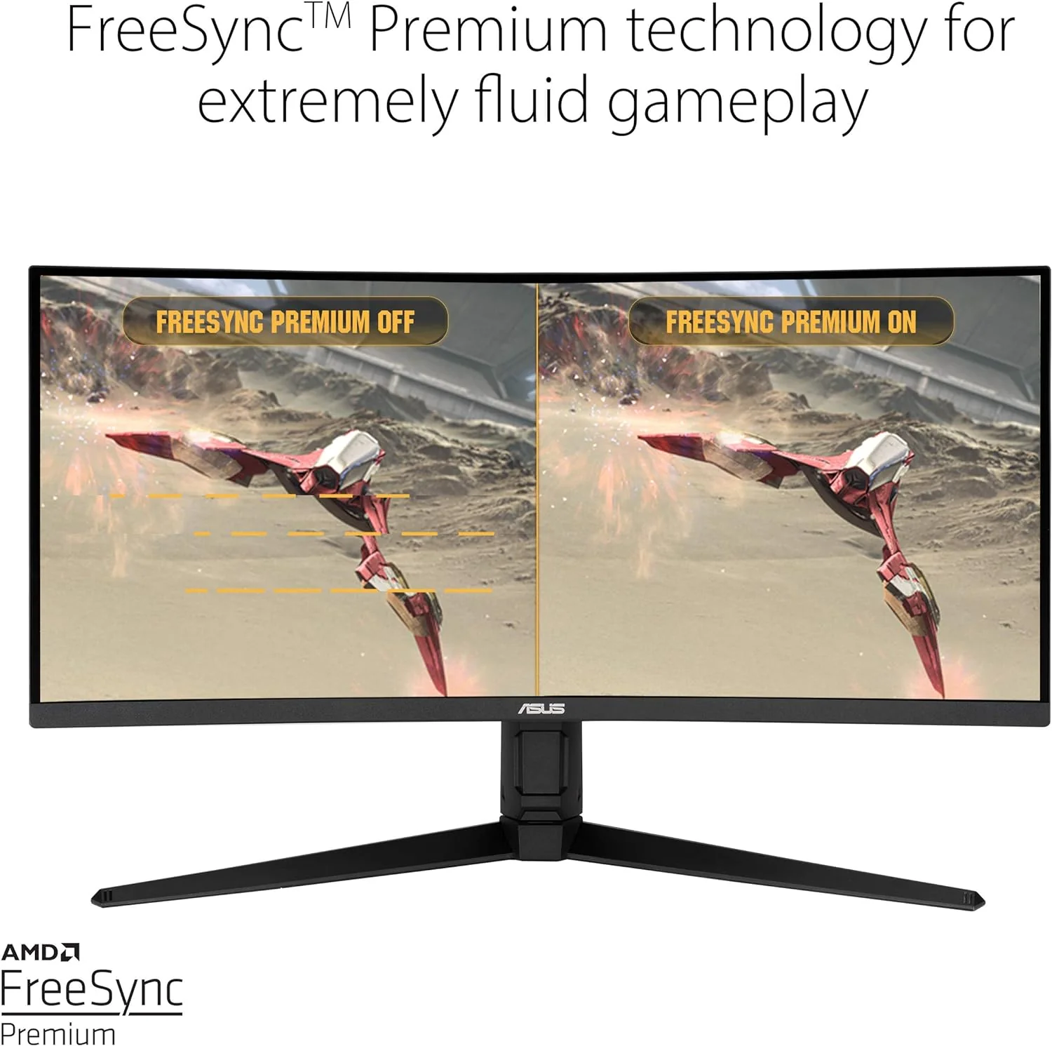 Asus TUF Gaming 34-inch VG34VQL1B Monitor, Curved, WQHD (3440x1440), 165Hz, Extreme Low Motion Blur, FreeSync Premium, Eye Care, DisplayPort HDMI USB, Height Adjustable (Certified Refurbished) - Image 4