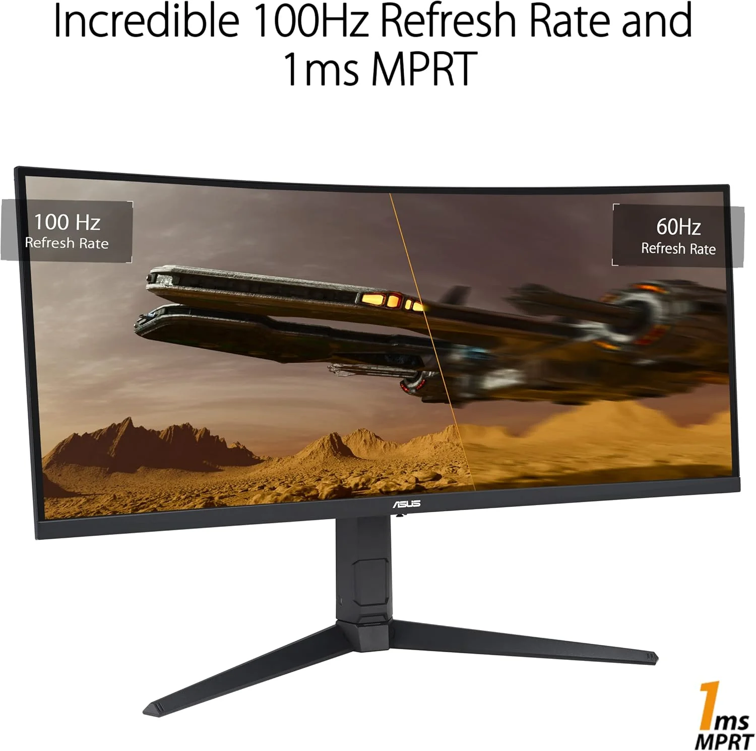 ASUS TUF Gaming 34” Ultra-Wide Curved HDR Monitor (VG34VQEL1A) - 21:9, UWQHD (3440 x 1440), 100Hz, Extreme Low Motion Blur, FreeSync, 1ms, DisplayPort, HDMI, USB, Tripod Socket, Height Adjustable (Certified Refurbished) - Image 3