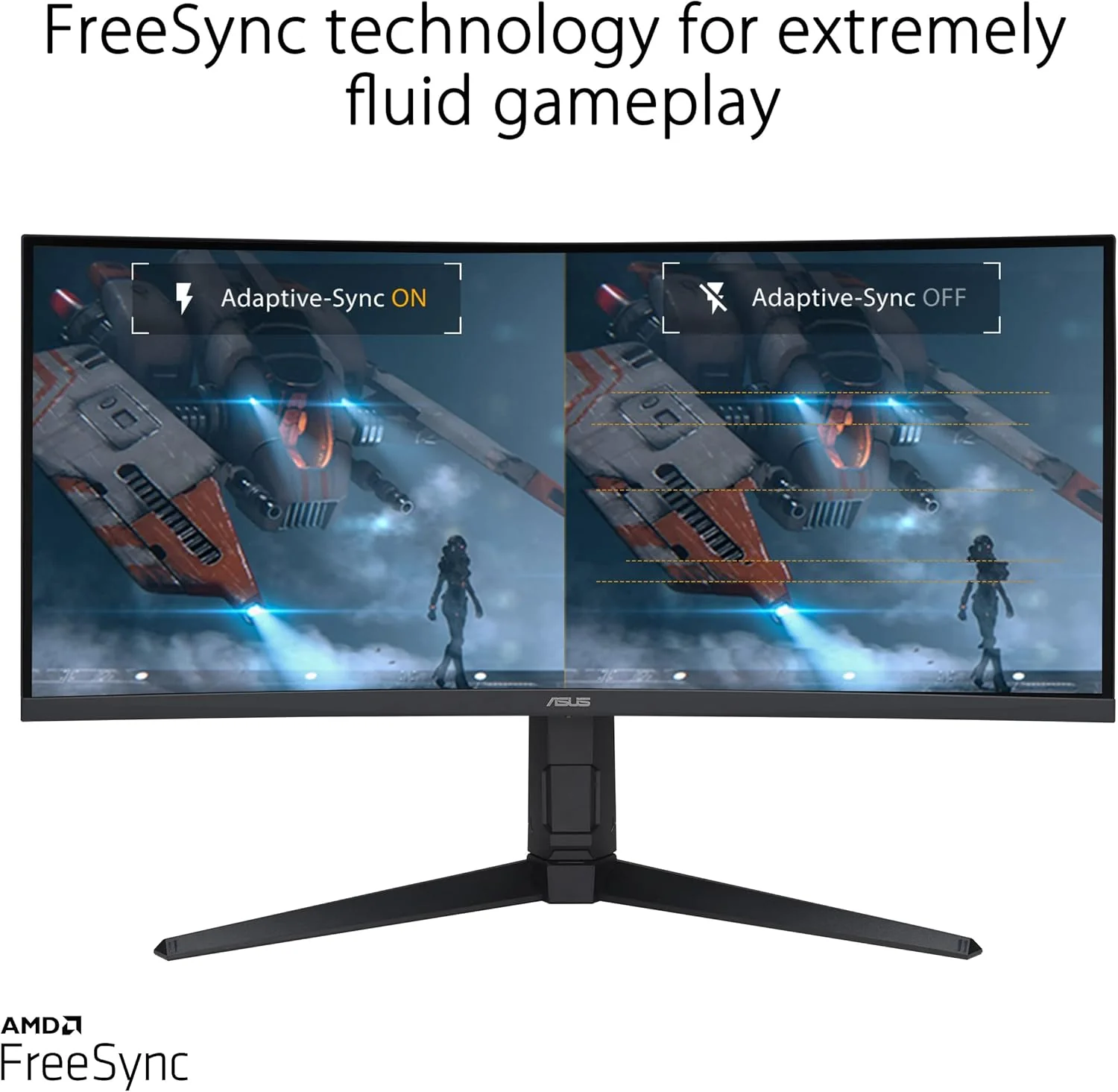ASUS TUF Gaming 34” Ultra-Wide Curved HDR Monitor (VG34VQEL1A) - 21:9, UWQHD (3440 x 1440), 100Hz, Extreme Low Motion Blur, FreeSync, 1ms, DisplayPort, HDMI, USB, Tripod Socket, Height Adjustable (Certified Refurbished) - Image 4