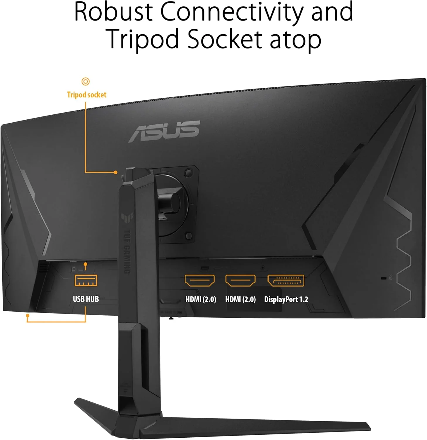 ASUS TUF Gaming 34” Ultra-Wide Curved HDR Monitor (VG34VQEL1A) - 21:9, UWQHD (3440 x 1440), 100Hz, Extreme Low Motion Blur, FreeSync, 1ms, DisplayPort, HDMI, USB, Tripod Socket, Height Adjustable (Certified Refurbished) - Image 5