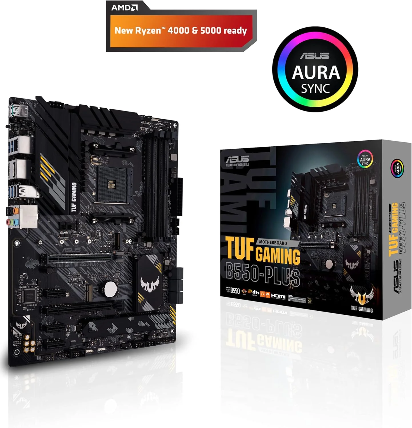 ASUS TUF GAMING B550-PLUS AMD AM4 (3rd Gen RyzenTM) ATX gaming motherboard (PCIe 4.0, 2.5Gb LAN, HDMI 2.1, BIOS FlashBack, USB 3.2 Gen 2, Addressable Gen 2 RGB header and AURA Sync) (Certified Refurbished) - Image 2