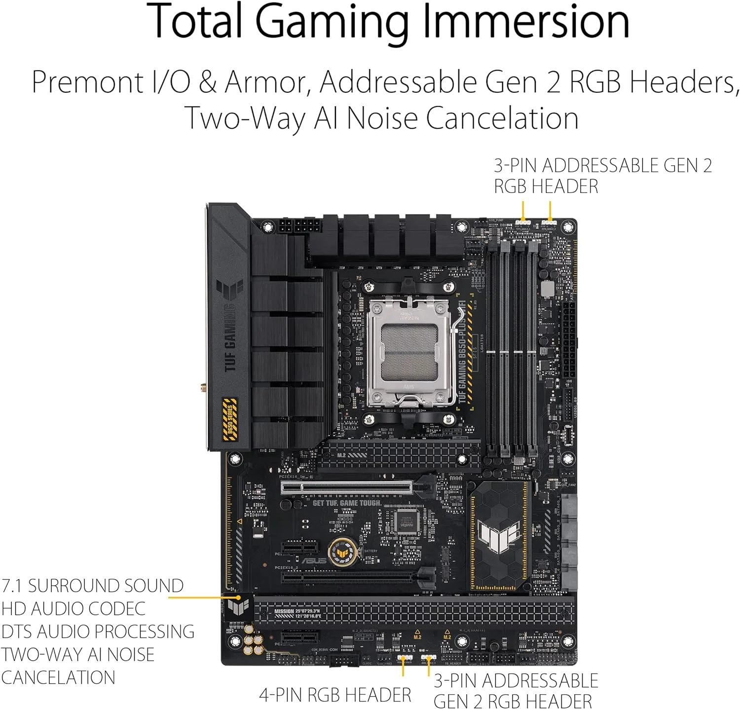 ASUS TUF Gaming B650-PLUS WiFi AMD B650 AM5 Ryzen Desktop 9000 8000 and 7000 ATX Motherboard, 14 Power Stages, PCIe 5.0 M.2, DDR5 Memory, WiFi 6 and 2.5 Gb Ethernet, USB4 Support Aura Sync  (Certified Refurbished) - Image 4