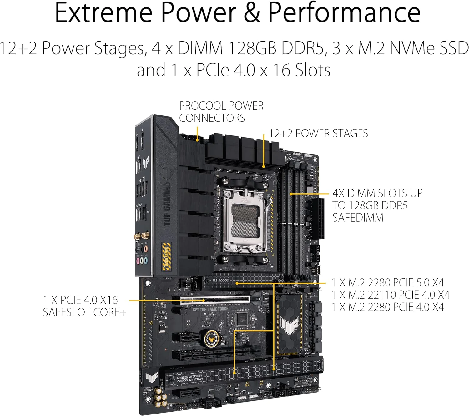 ASUS TUF Gaming B650-PLUS WiFi AMD B650 AM5 Ryzen Desktop 9000 8000 and 7000 ATX Motherboard, 14 Power Stages, PCIe 5.0 M.2, DDR5 Memory, WiFi 6 and 2.5 Gb Ethernet, USB4 Support Aura Sync  (Certified Refurbished) - Image 6