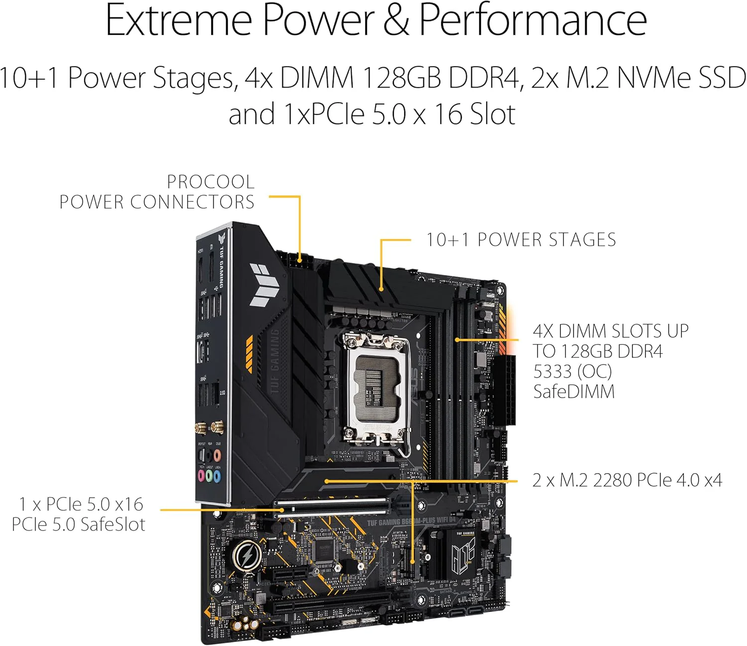 ASUS TUF GAMING B660M-PLUS WIFI D4 LGA 1700(Intel 12th Gen) mATX Gaming Motherboard (PCIe 5.0,DDR4,2xPCIe 4.0 M.2 Slots,WiFi 6,2.5 Gb LAN,Front USB 3.2 Gen 1 Type-C,Two-way AI Noise Cancelation) (Certified Refurbished) - Image 5