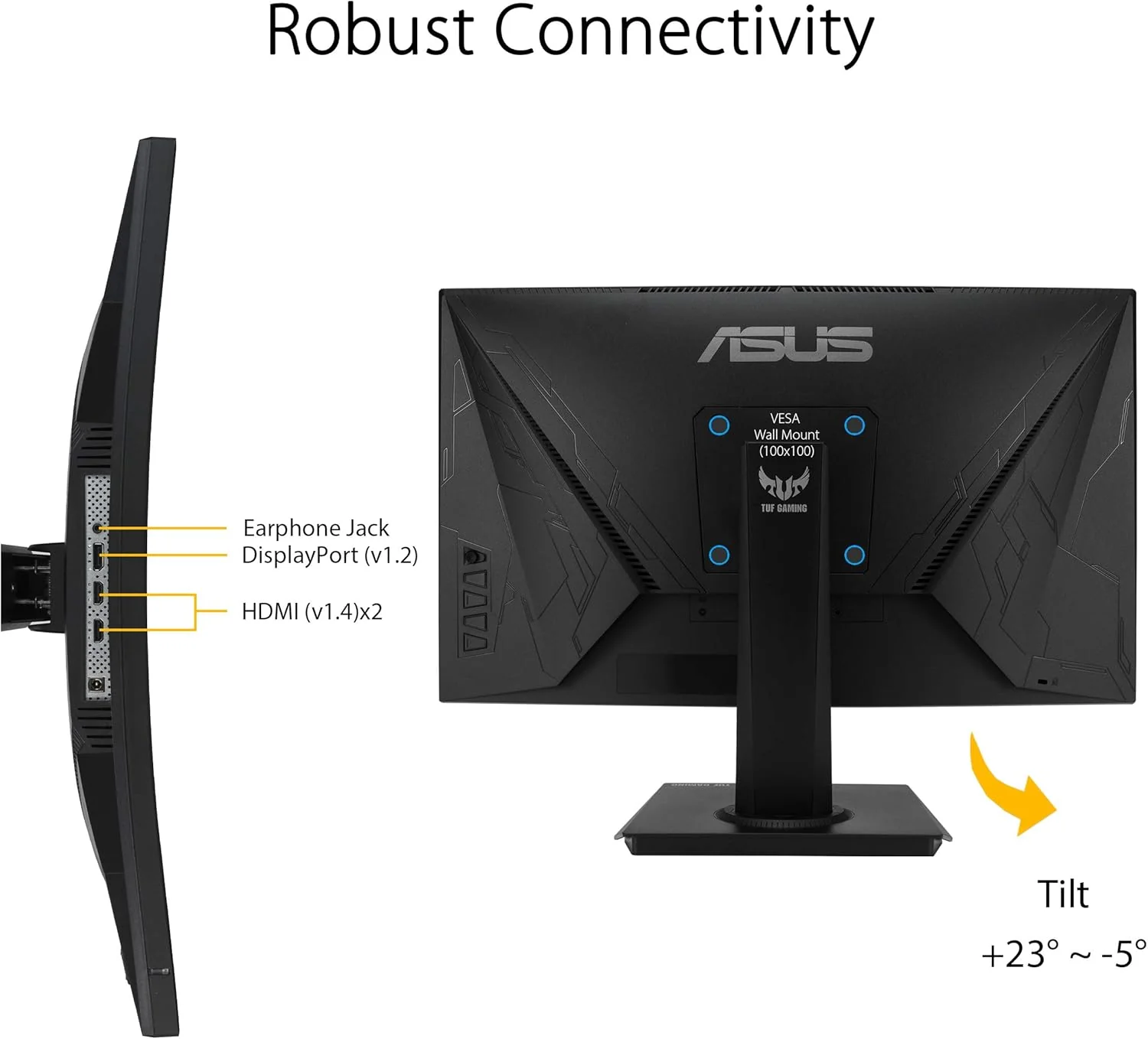 ASUS TUF Gaming VG24VQE 23.6” Curved Monitor, 1080P Full HD, 165Hz (Supports 144Hz), 1ms, Extreme Low Motion Blur, FreeSync Premium, Shadow Boost, Eye Care, DisplayPort HDMI (Certified Refurbished) - Image 2