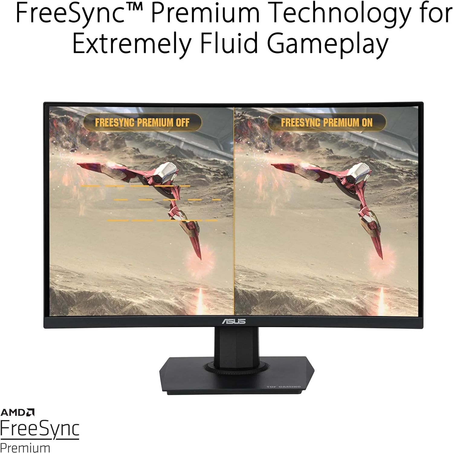 ASUS TUF Gaming VG24VQE 23.6” Curved Monitor, 1080P Full HD, 165Hz (Supports 144Hz), 1ms, Extreme Low Motion Blur, FreeSync Premium, Shadow Boost, Eye Care, DisplayPort HDMI (Certified Refurbished) - Image 3