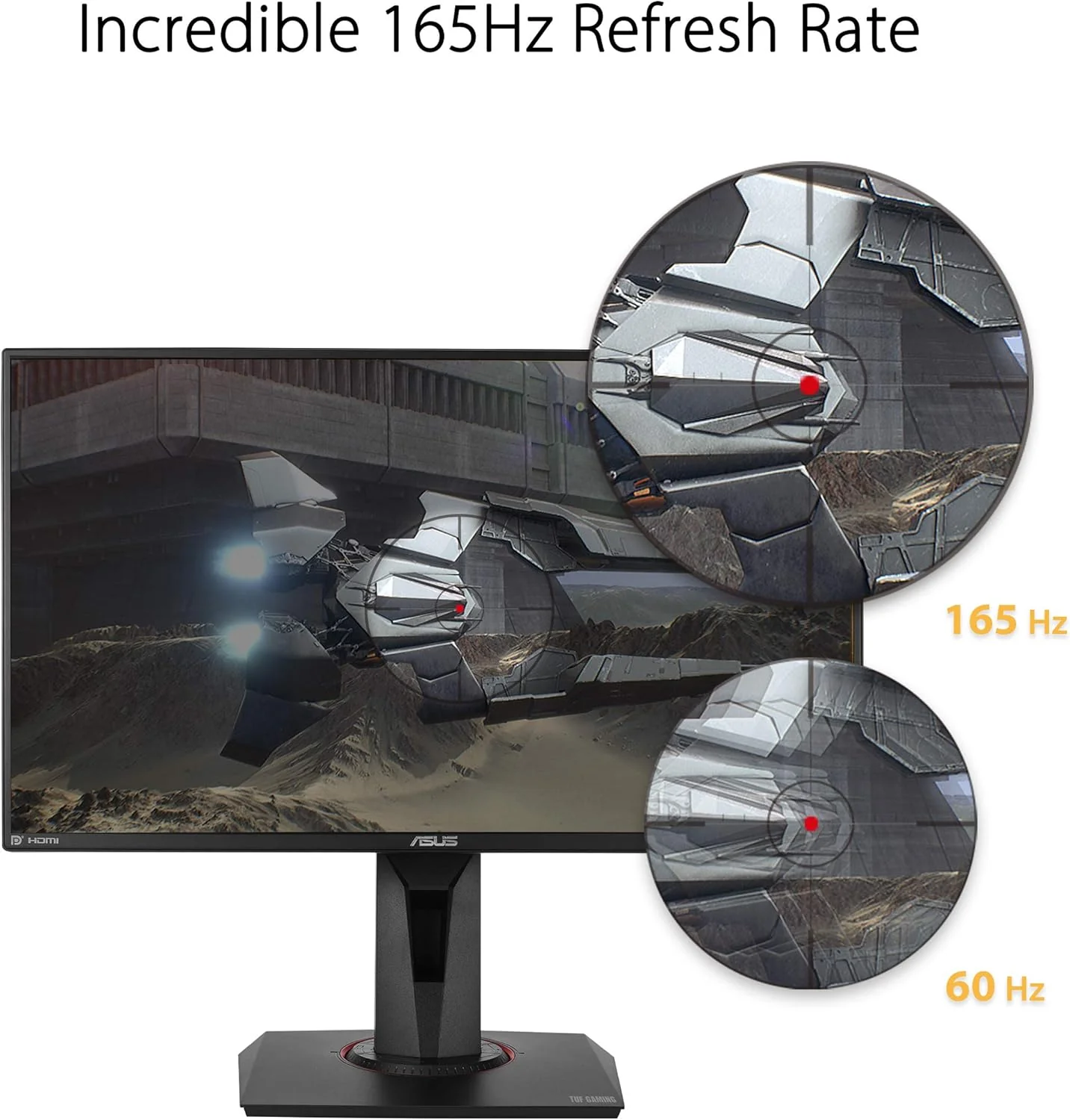 ASUS TUF Gaming VG259QR 24.5” Gaming Monitor, 1080P Full HD, 165Hz (Supports 144Hz), 1ms, Extreme Low Motion Blur, G-SYNC Compatible Ready, Eye Care, DisplayPort HDMI, Shadow Boost, Height Adjustable (Certified Refubished) - Image 3
