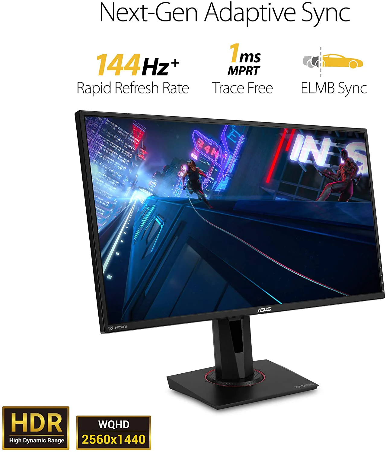 Asus TUF Gaming VG27AQ HDR Gaming Monitor – 27 inch WQHD (2560x1440), IPS, 165Hz (above 144Hz), G-SYNC Compatible (Certified Refurbished) - Image 2