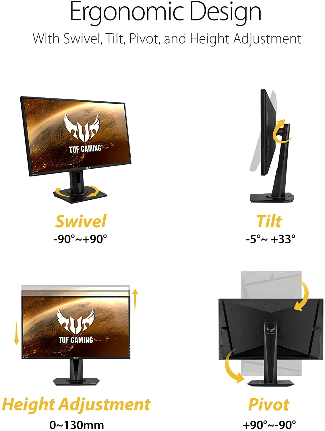 Asus TUF Gaming VG27BQ HDR Gaming Monitor – 27 inch WQHD (2560x1440), Adaptive-Sync (Certified Refurbished) - Image 5