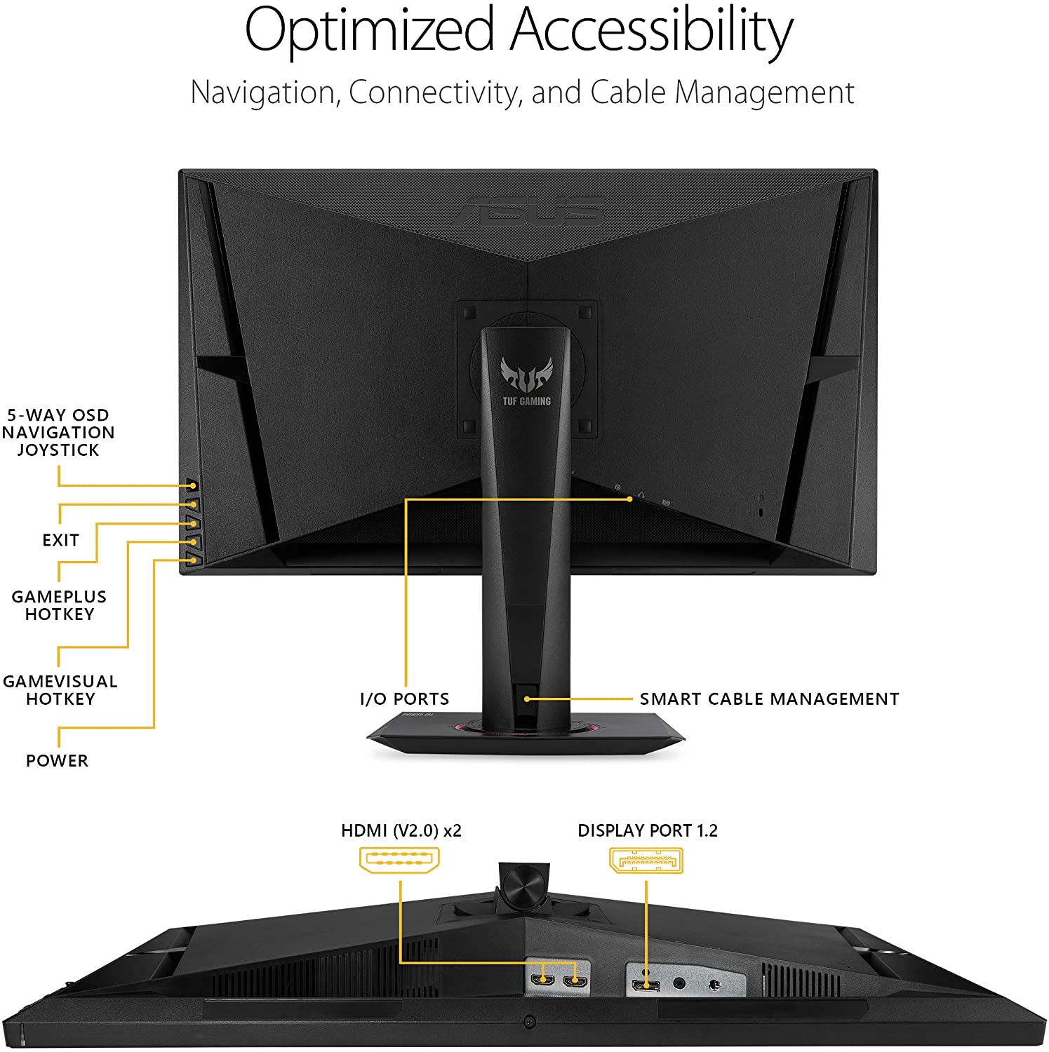 Asus TUF Gaming VG27BQ HDR Gaming Monitor – 27 inch WQHD (2560x1440), Adaptive-Sync (Certified Refurbished) - Image 6