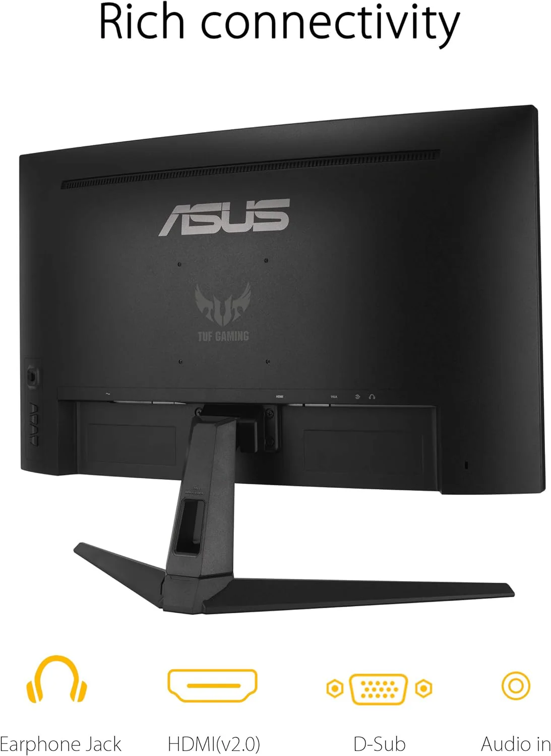 ASUS TUF Gaming VG27VH1B 27” Curved Monitor, 1080P Full HD, 165Hz (Supports 144Hz), Extreme Low Motion Blur, Adaptive-sync, FreeSync Premium, 1ms, Eye Care, HDMI D-Sub (Certified Refurbished) - Image 2