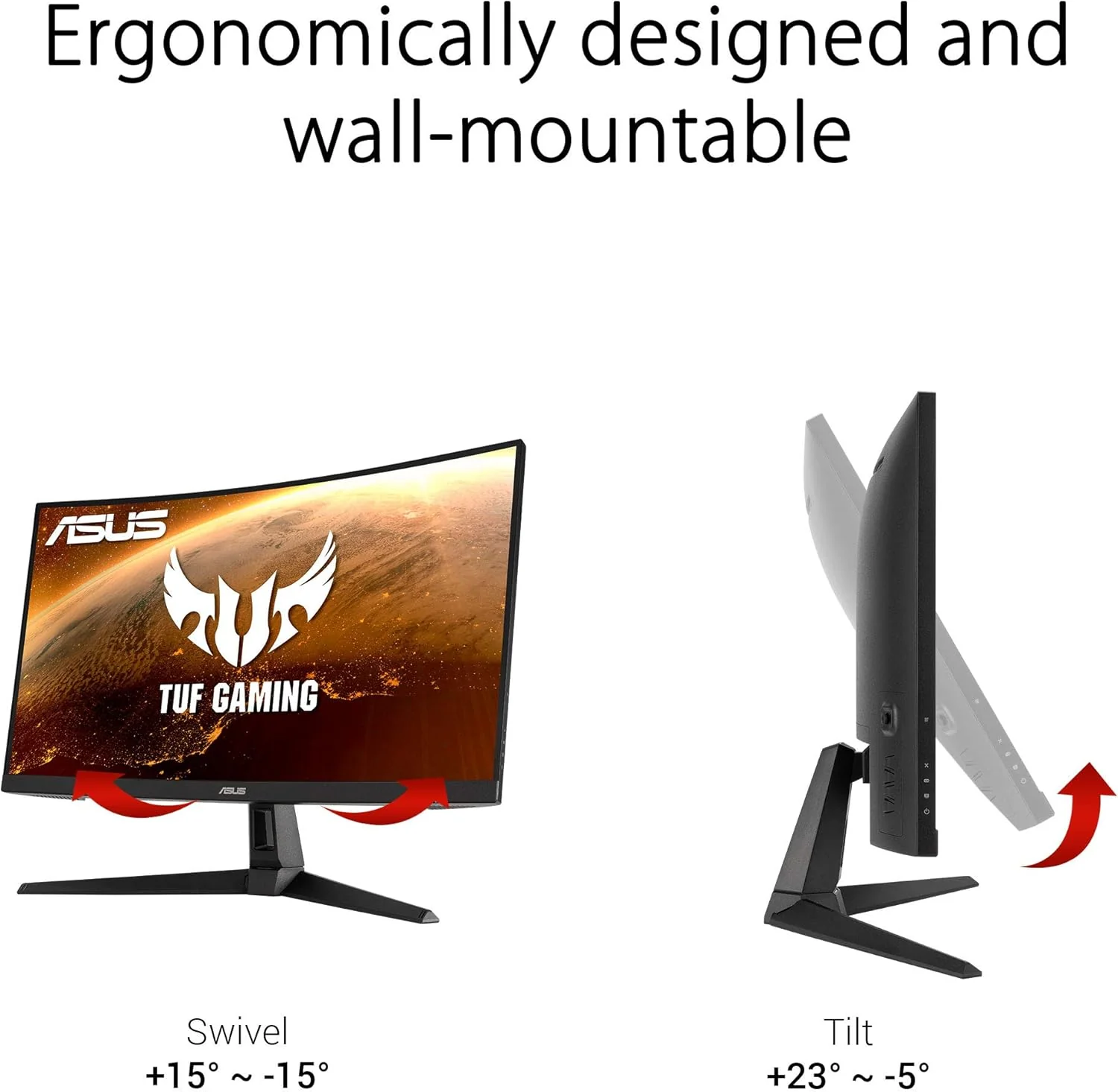 Asus TUF Gaming VG27WQ1B 27 inch Monitor | 2560 x 1440 | 165Hz, 144Hz | Extreme Low Motion Blur, HDR, Curved, FreeSync Premium | DisplayPort, HDMI | Speaker | (Certified Refurbished) - Image 3