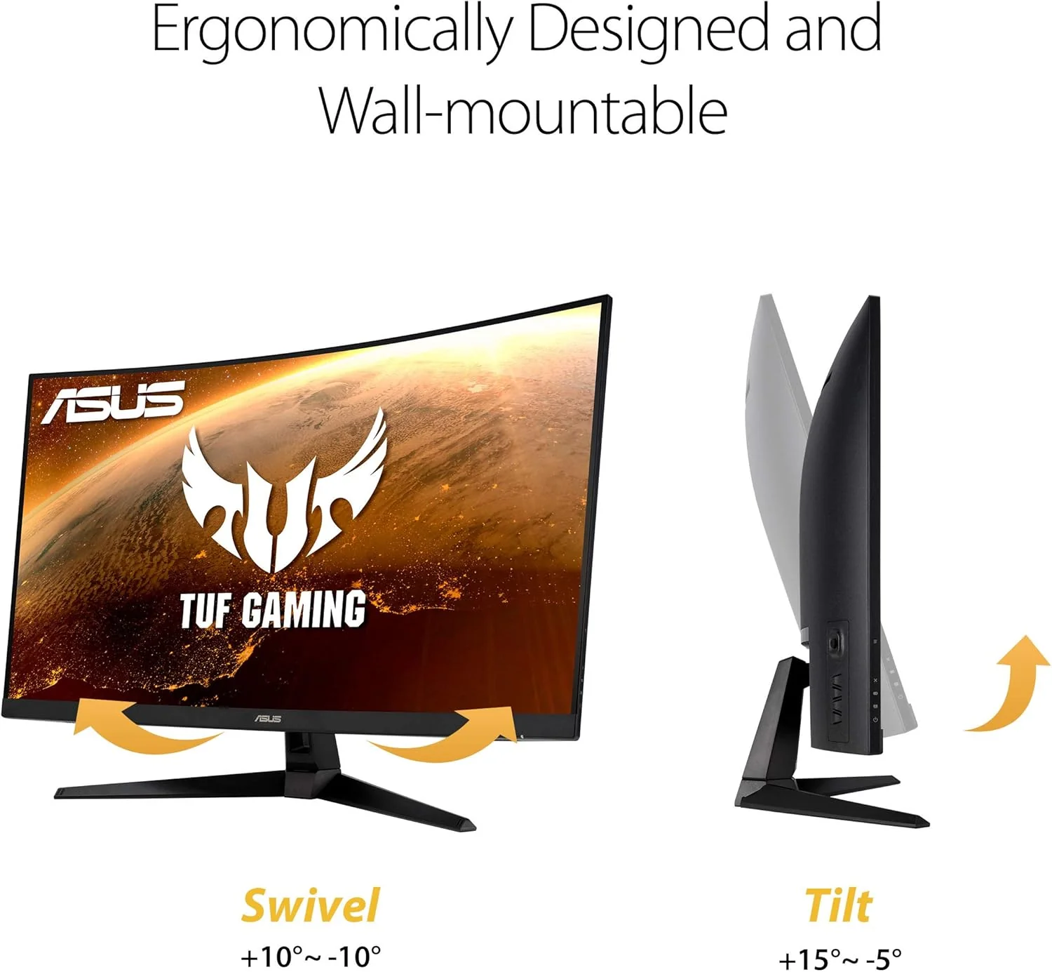 ASUS TUF Gaming VG32VQ1B 31.5" Curved Monitor, WQHD (2560 x 1440), 165Hz (Supports 144Hz), 1ms, FreeSync Premium/Adaptive-sync, Extreme Low Motion Blur, HDR10, HDMI DisplayPort (Certified Refurbished) - Image 3