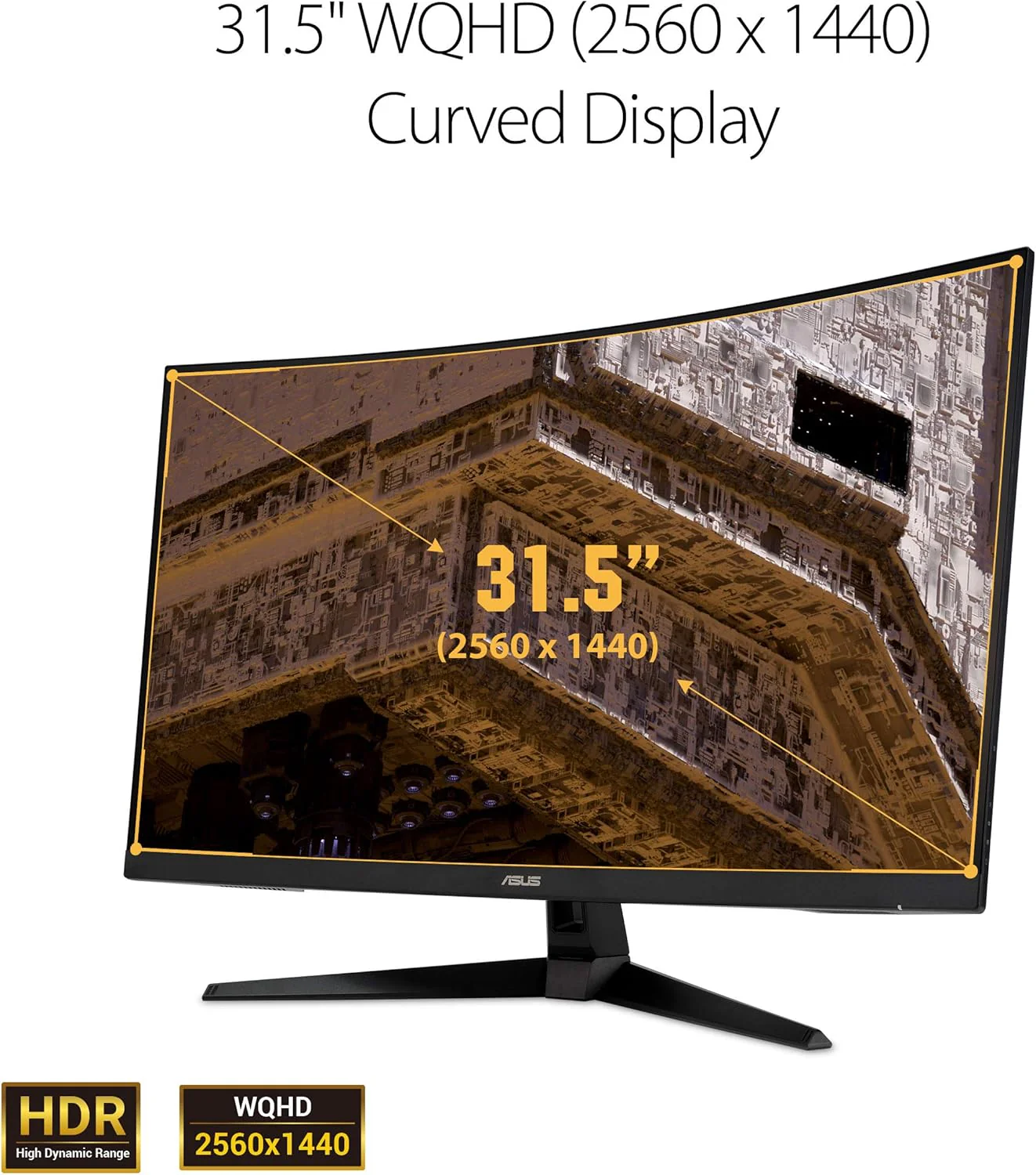 ASUS TUF Gaming VG32VQ1B 31.5" Curved Monitor, WQHD (2560 x 1440), 165Hz (Supports 144Hz), 1ms, FreeSync Premium/Adaptive-sync, Extreme Low Motion Blur, HDR10, HDMI DisplayPort (Certified Refurbished) - Image 6