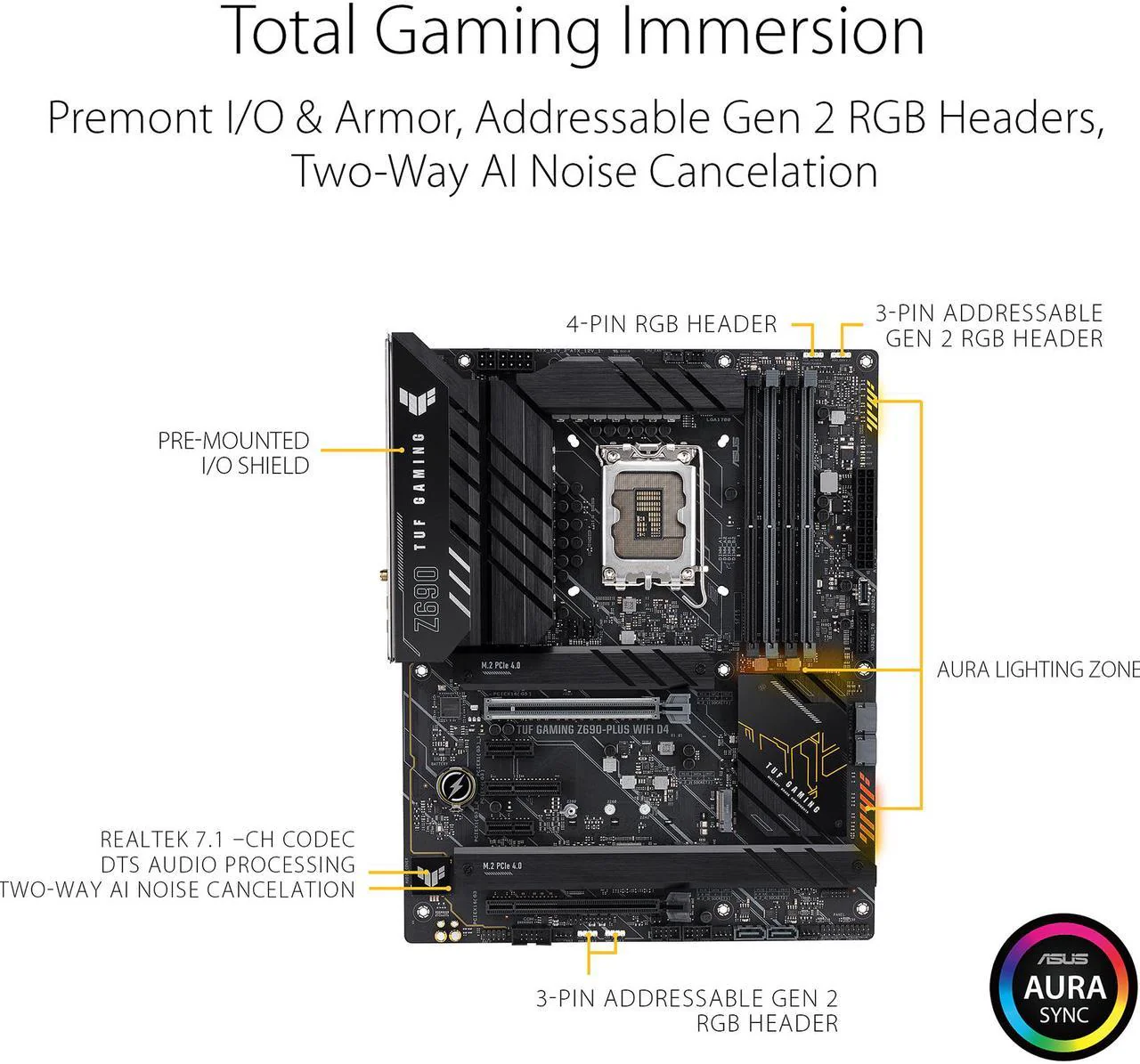 ASUS TUF Gaming Z690-Plus WiFi LGA 1700 (Intel12th Gen) ATX Gaming Motherboard (PCIe 5.0,4xNVMe SSD,14+2 power stages,WiFi 6,2.5Gb LAN,front USB 3.2 Gen 2 Type-C ports,Thunderbolt 4)(Certified Refurbished) - Image 3