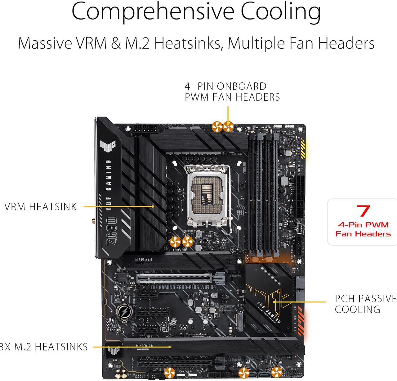 ASUS TUF Gaming Z690-Plus WiFi LGA 1700 (Intel12th Gen) ATX Gaming Motherboard (PCIe 5.0,4xNVMe SSD,14+2 power stages,WiFi 6,2.5Gb LAN,front USB 3.2 Gen 2 Type-C ports,Thunderbolt 4)(Certified Refurbished) - Image 4