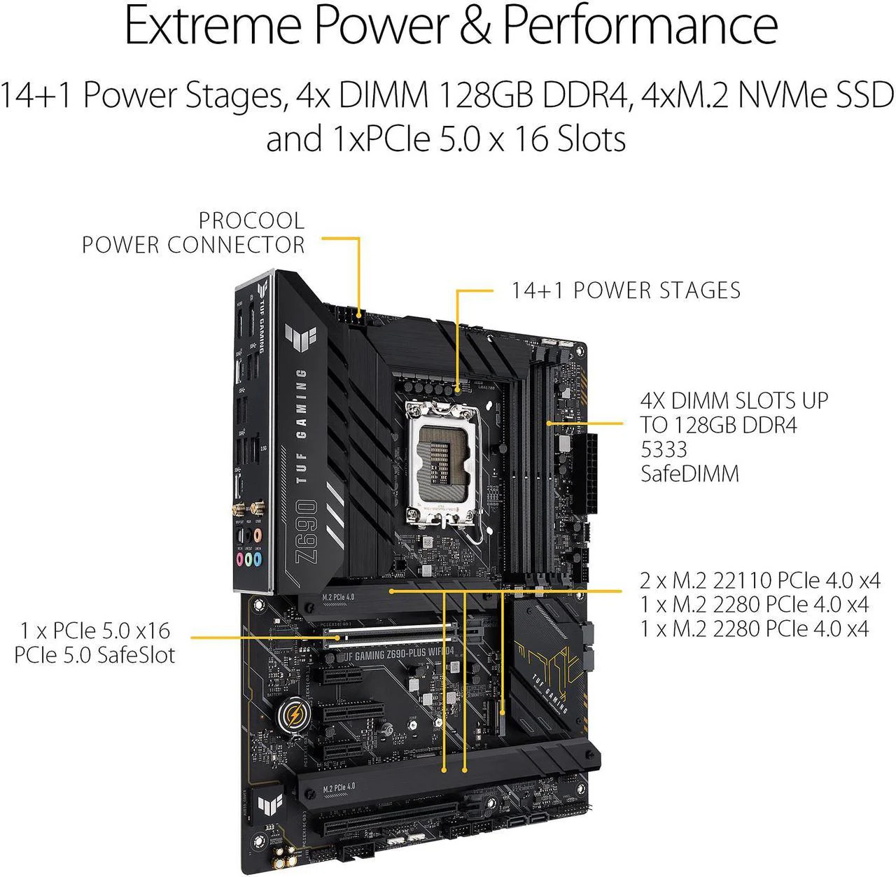 ASUS TUF Gaming Z690-Plus WiFi LGA 1700 (Intel12th Gen) ATX Gaming Motherboard (PCIe 5.0,4xNVMe SSD,14+2 power stages,WiFi 6,2.5Gb LAN,front USB 3.2 Gen 2 Type-C ports,Thunderbolt 4)(Certified Refurbished) - Image 5