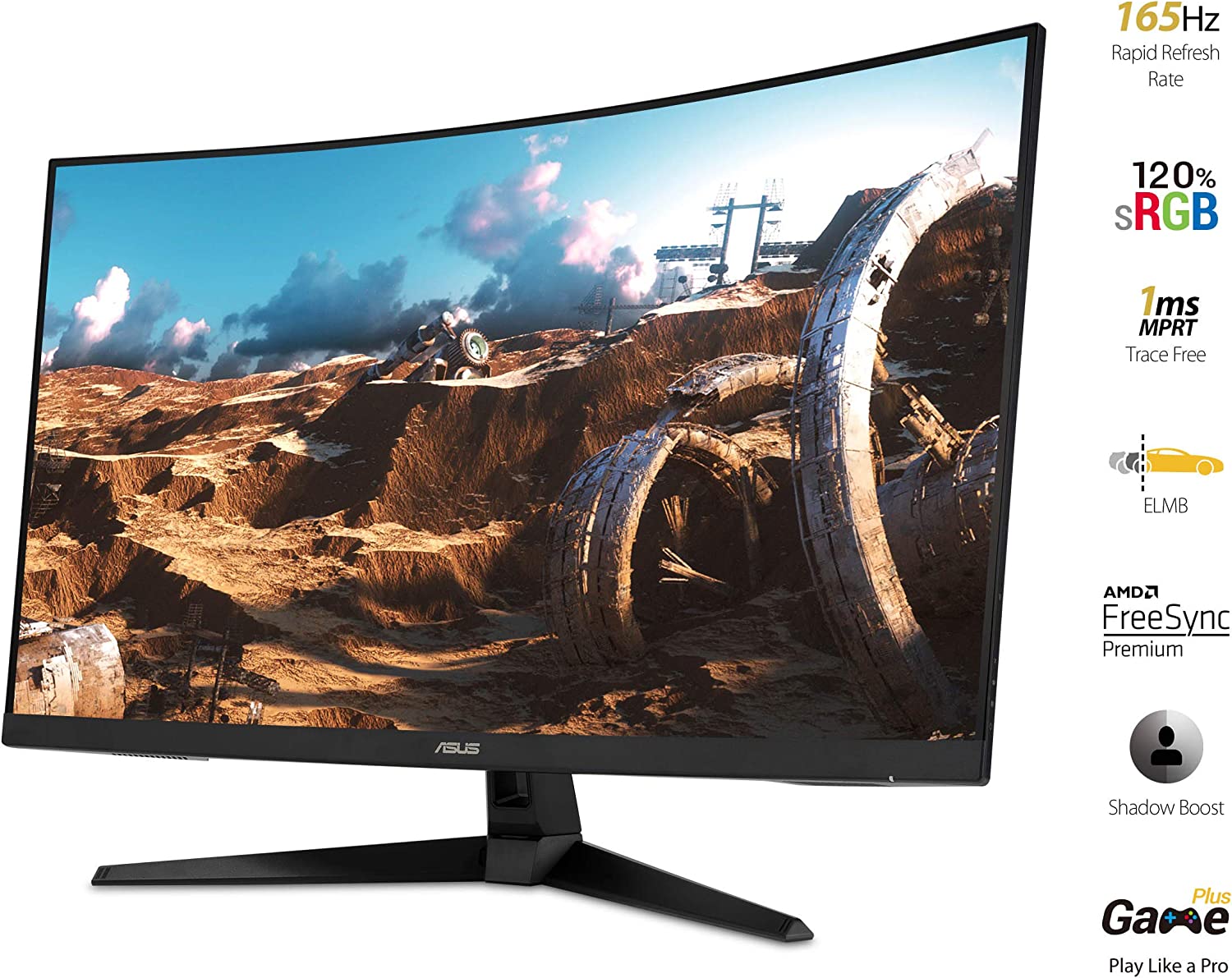 ASUS TUF VG328H1B Gaming Monitor - 31.5" FHD 165Hz 1ms GTG Curved VA LED FreeSync (Certified Refurbished) - Image 2