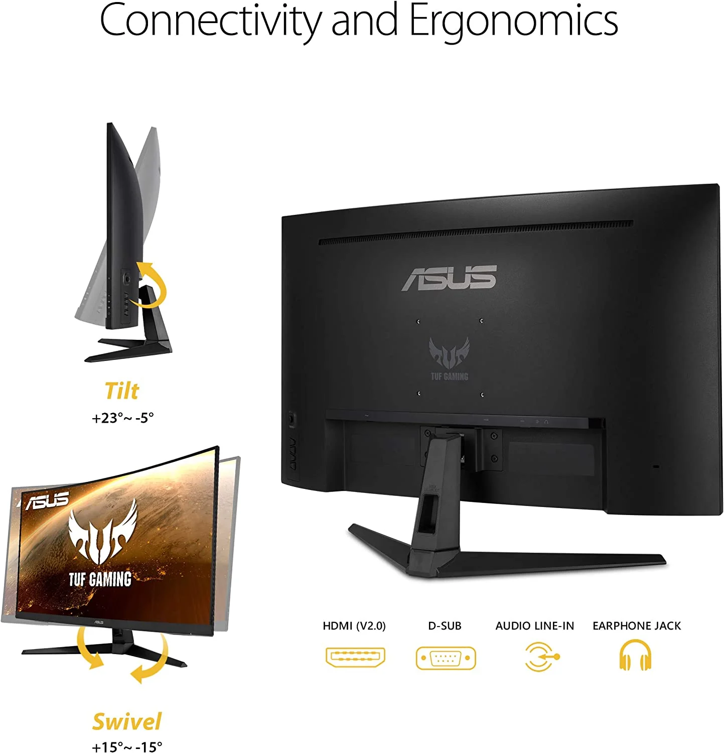 ASUS TUF VG328H1B Gaming Monitor - 31.5" FHD 165Hz 1ms GTG Curved VA LED FreeSync (Certified Refurbished) - Image 7