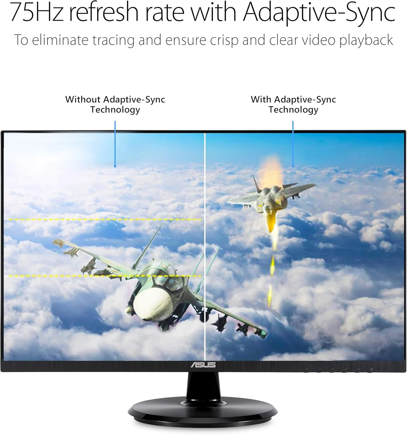 ASUS VA24DQ 23.8” Monitor, 1080P Full HD, 75Hz, IPS, Adaptive-Sync/FreeSync, Eye Care, HDMI DisplayPort VGA, Frameless, VESA Wall Mountable (Certified Refurbished) - Image 4