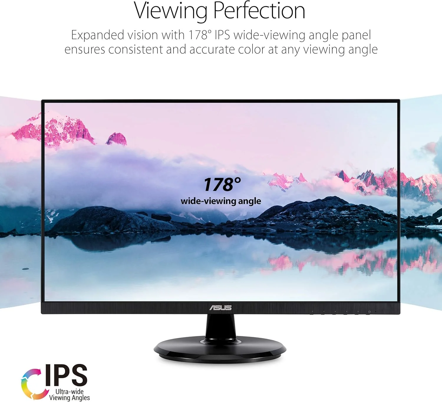 ASUS VA24DQ 23.8” Monitor, 1080P Full HD, 75Hz, IPS, Adaptive-Sync/FreeSync, Eye Care, HDMI DisplayPort VGA, Frameless, VESA Wall Mountable (Certified Refurbished) - Image 6