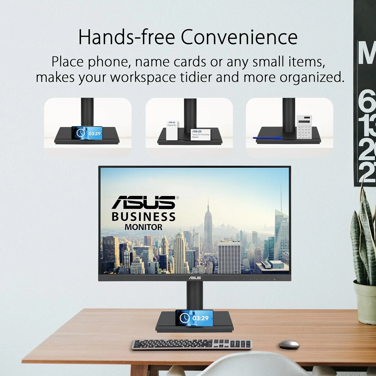 ASUS VA24DQFS Business Monitor – 24-inch (23.8-inch viewable), IPS, Full HD, Frameless, 100Hz, Adaptive-Sync, 1ms MPRT, HDMI, DisplayPort, VGA, Low Blue Light, Flicker Free, Ergonomic Design, Wall Mountable (Certified Refurbished) - Image 3