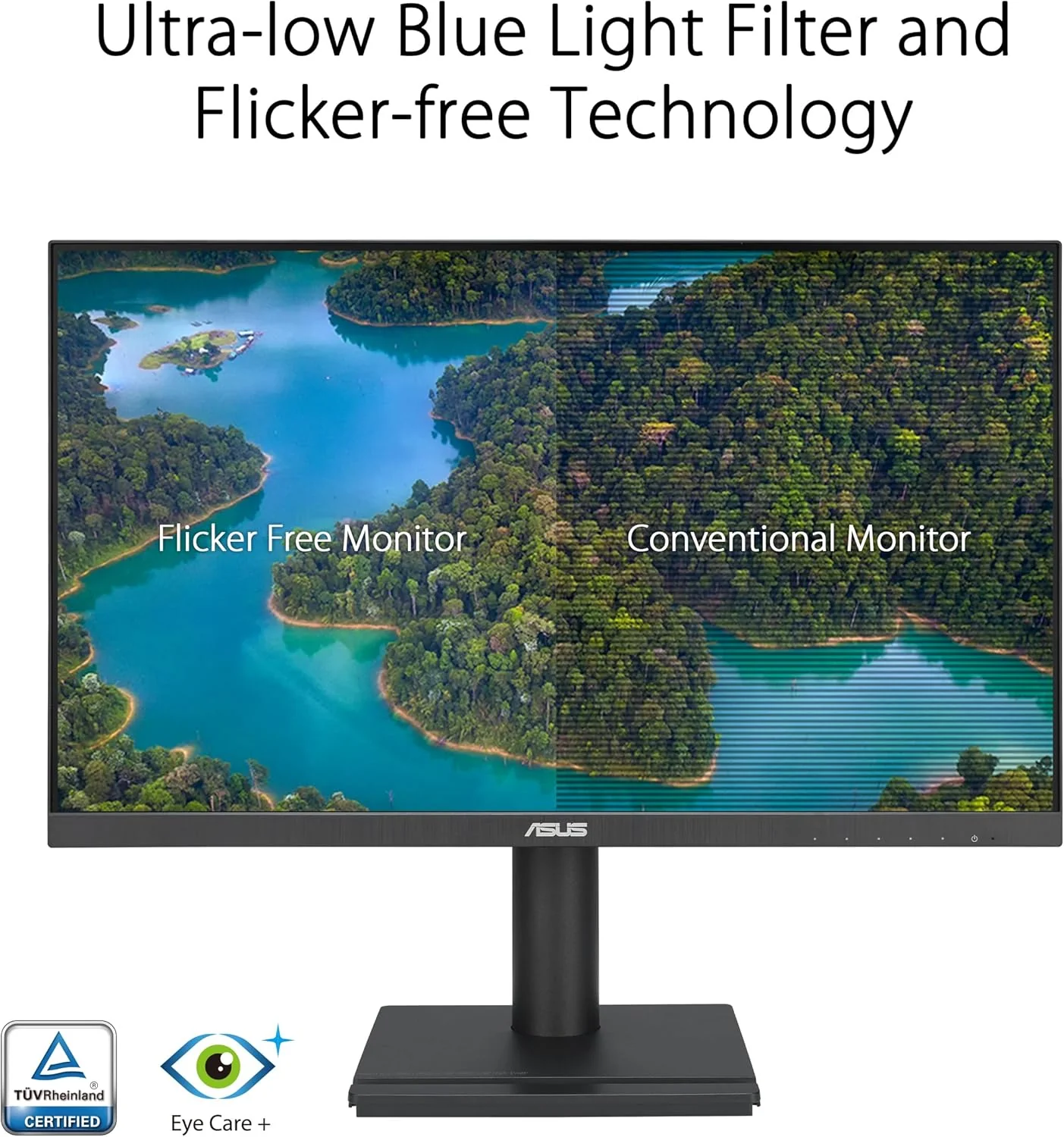 ASUS VA24DQFS Business Monitor – 24-inch (23.8-inch viewable), IPS, Full HD, Frameless, 100Hz, Adaptive-Sync, 1ms MPRT, HDMI, DisplayPort, VGA, Low Blue Light, Flicker Free, Ergonomic Design, Wall Mountable (Certified Refurbished) - Image 4