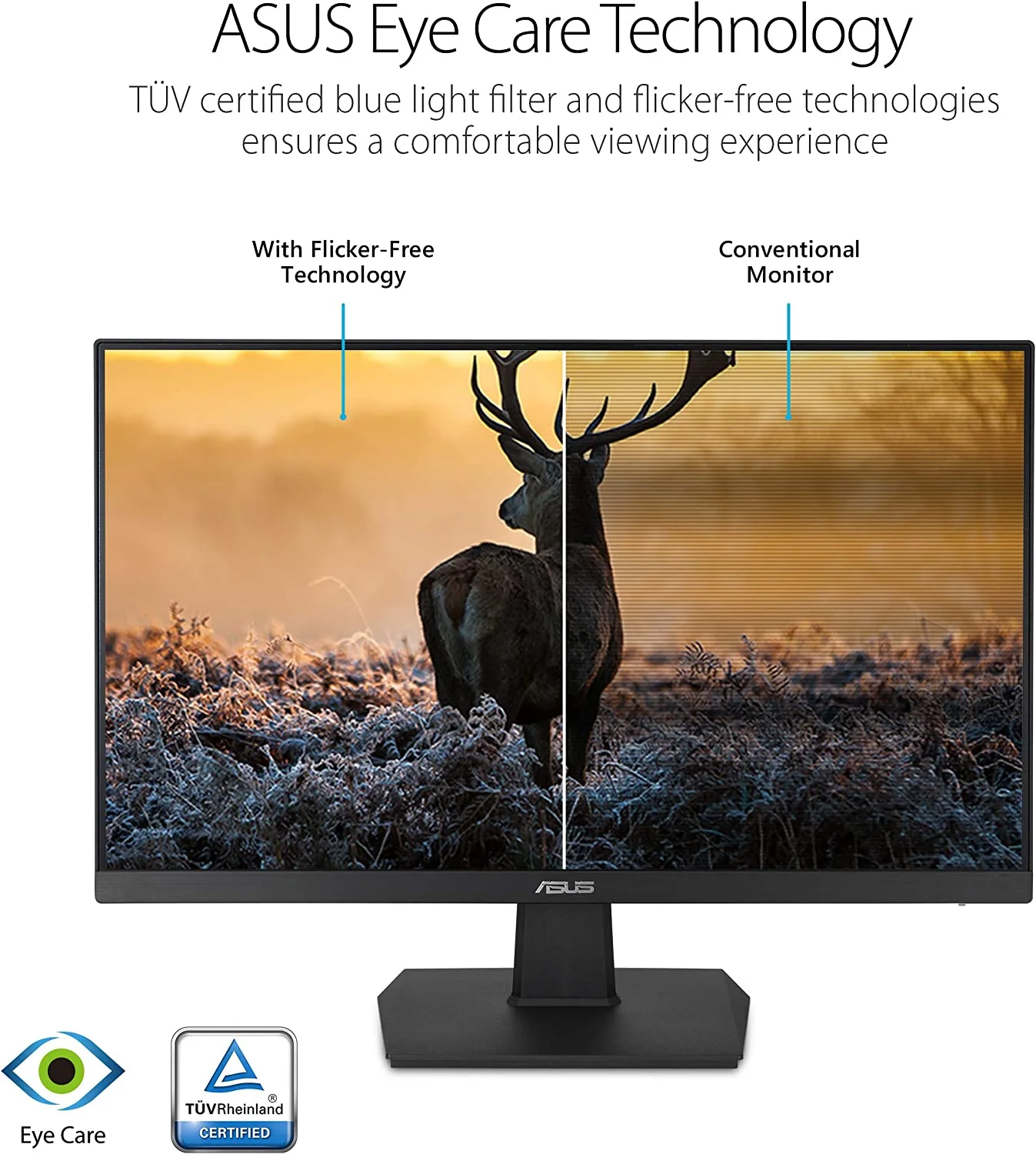 ASUS VA24EHE Eye Care Monitor – 23.8 inch, Full HD, IPS, Frameless, 75Hz, Adaptive-Sync, Low Blue Light, Flicker Free, Wall Mountable (Certified Refurbished) - Image 5