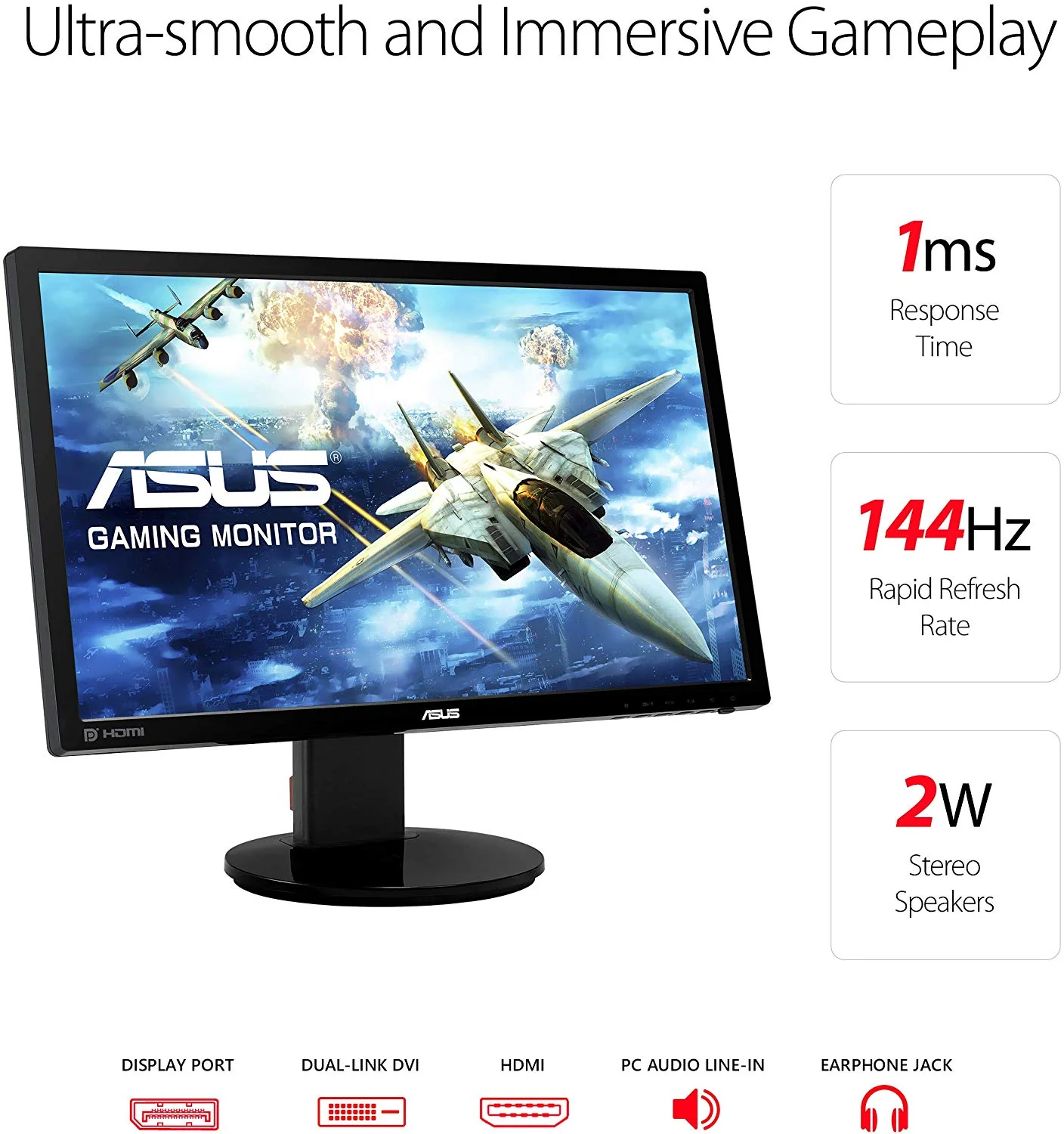 ASUS VG248QZ 24” Full HD 1080p 144Hz 1ms DP HDMI DVI Esports Gaming Monitor (Certified Refuribished) - Image 2