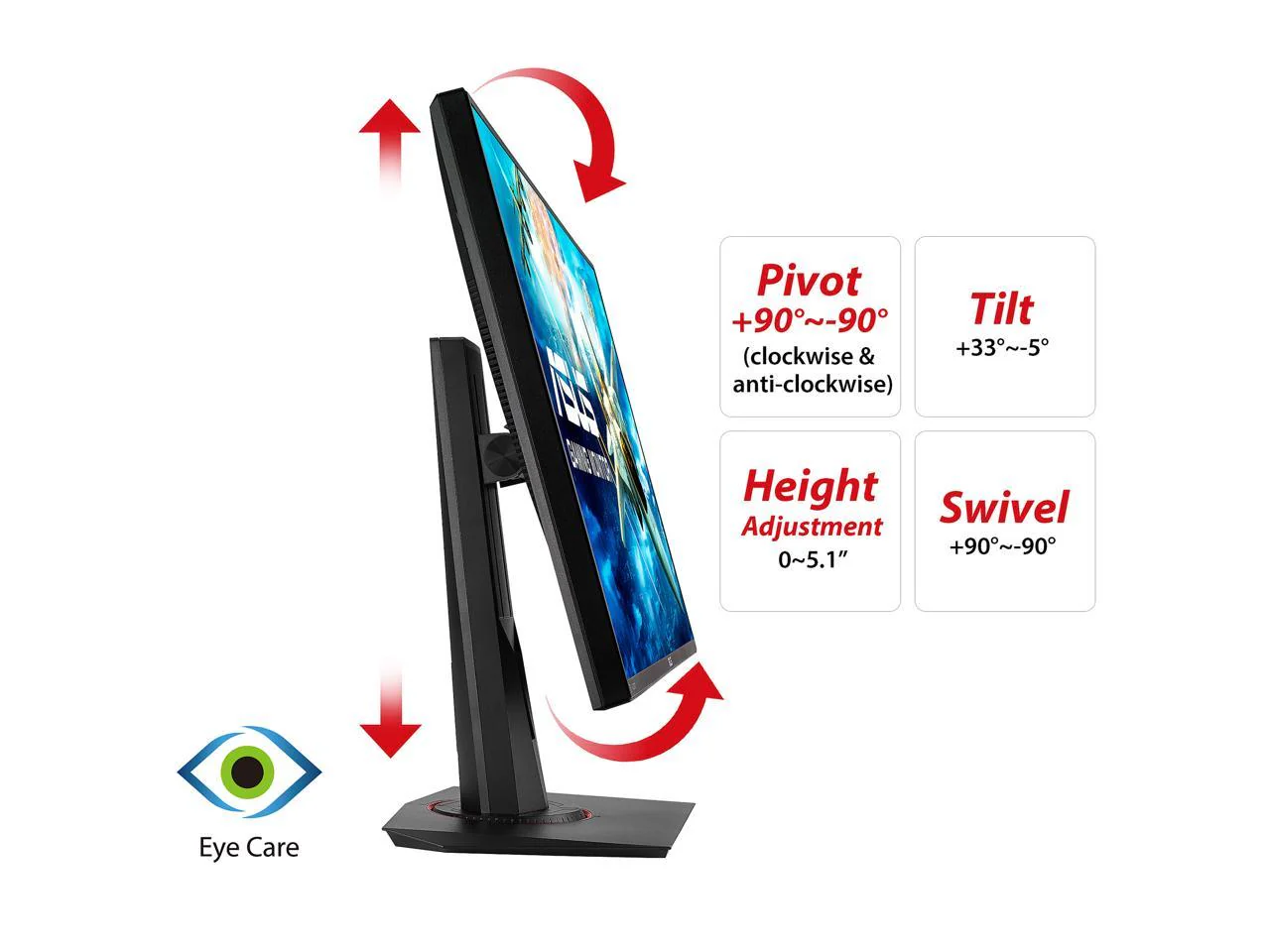 ASUS VG278Q Gaming Monitor - 27inch, Full HD, 1ms, 144Hz, G-SYNC (Certified Refurbished) - Image 3