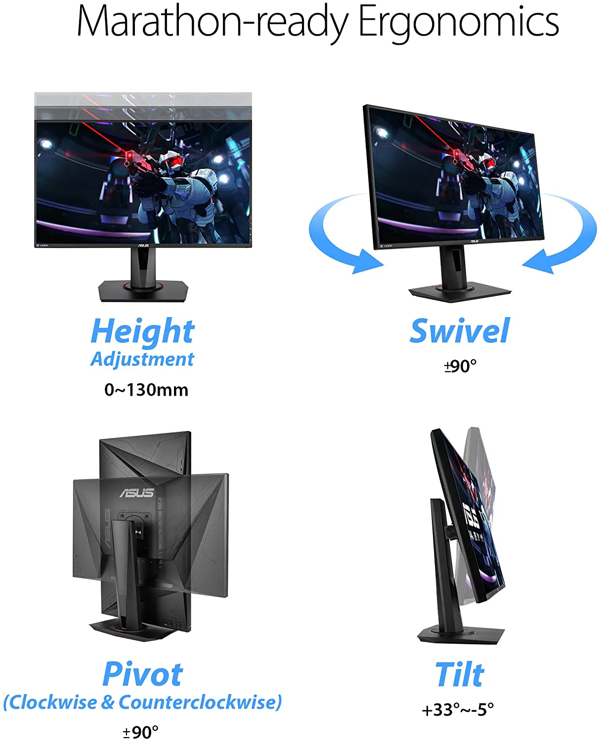 ASUS VG279Q G-SYNC Compatible Gaming Monitor - 27inch, Full HD, IPS, 1ms (MPRT), 144Hz, Adaptive-Sync (Certified Refurbished) - Image 7
