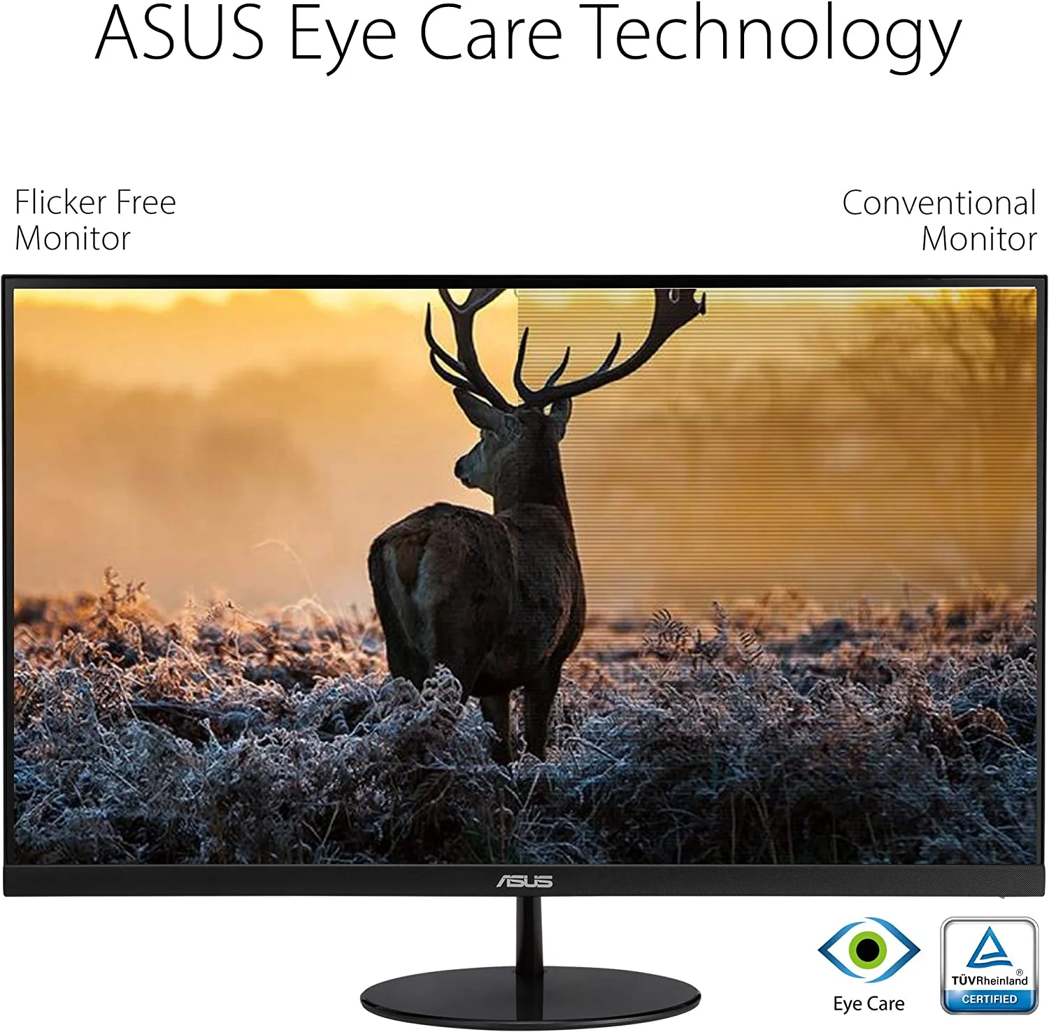 Asus VL249HE Eye Care Monitor – 23.8-inch, IPS, 75Hz, Adaptive-Sync/FreeSync, Frameless, Slim, Wall Mountable, Flicker Free, Blue Light Filter (Certified Refurbished) - Image 6