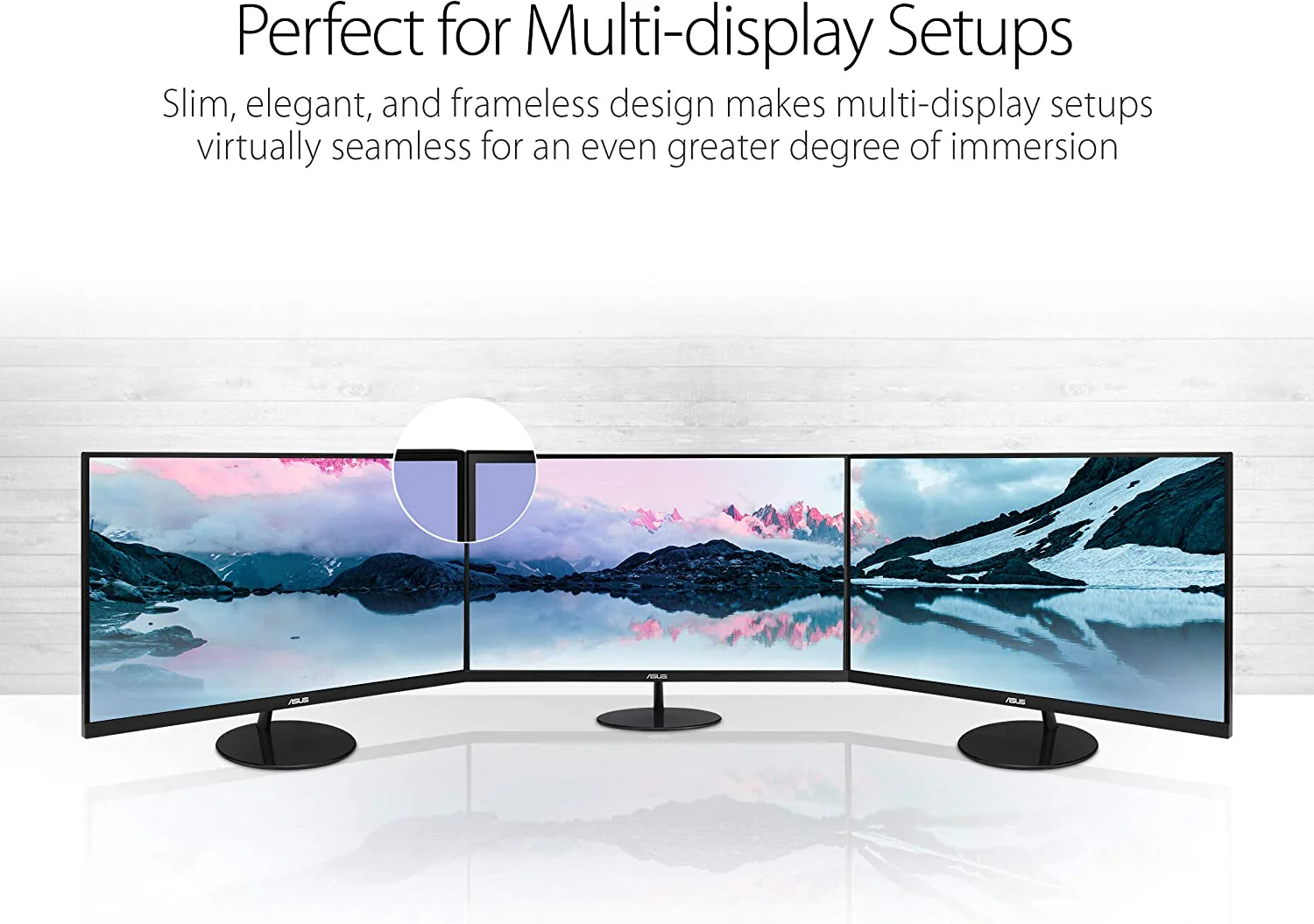 Asus VL279HE Eye Care Monitor – 27-inch, IPS, 75Hz, Adaptive-Sync/FreeSync™, Frameless, Slim, Wall Mountable, Flicker Free, Blue Light Filter (Certified Refurbished) - Image 3