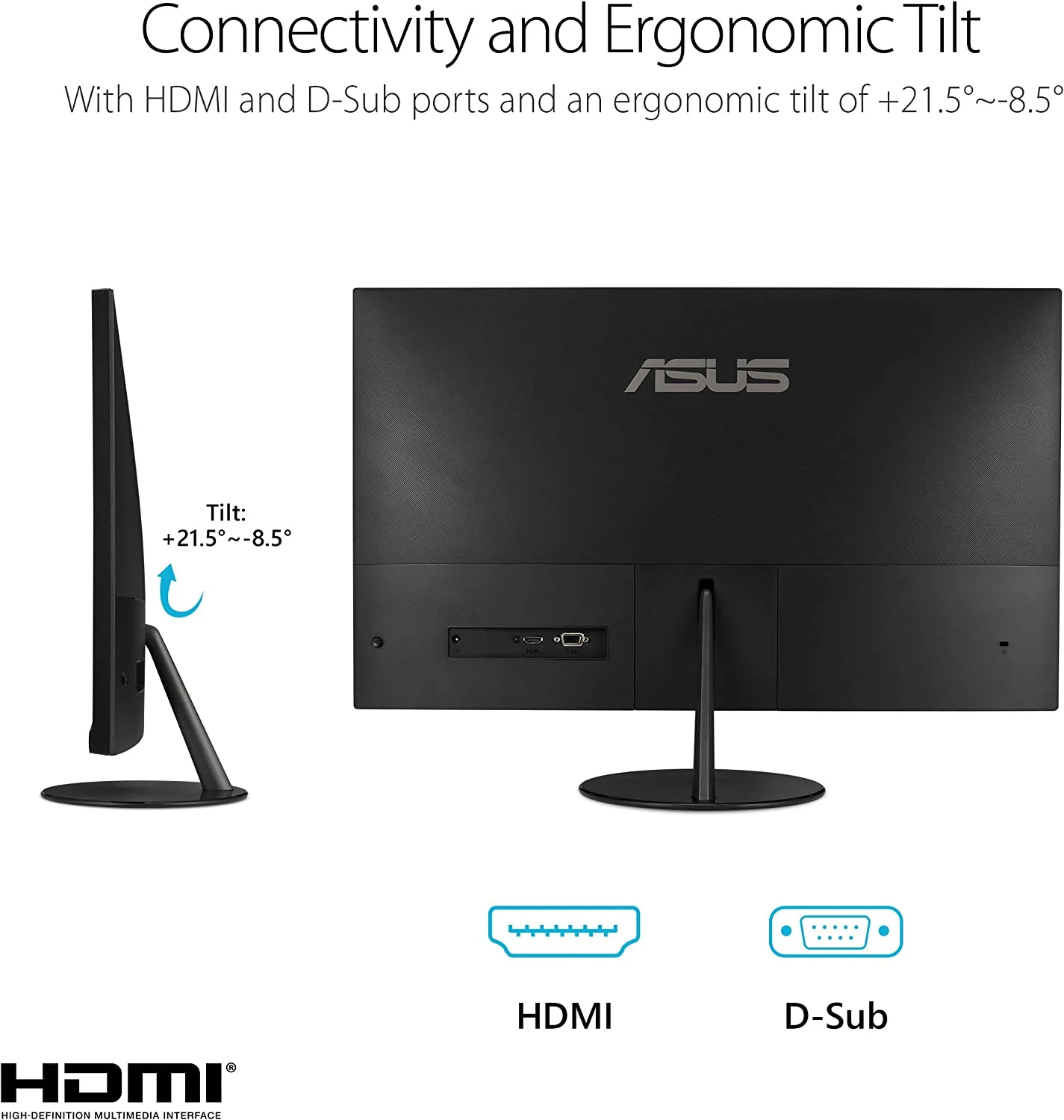 Asus VL279HE Eye Care Monitor – 27-inch, IPS, 75Hz, Adaptive-Sync/FreeSync™, Frameless, Slim, Wall Mountable, Flicker Free, Blue Light Filter (Certified Refurbished) - Image 4