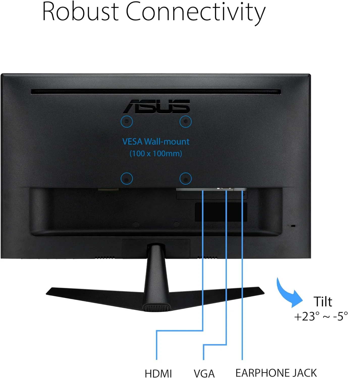 ASUS VY249HE 23.8” Eye Care Monitor, 1080P Full HD, 75Hz, IPS, Adaptive-Sync/FreeSync, Eye Care Plus, Color Augmentation, Rest Reminder, Antibacterial Surface, HDMI VGA, Frameless, VESA Wall Mountable (Certified Refurbished) - Image 7