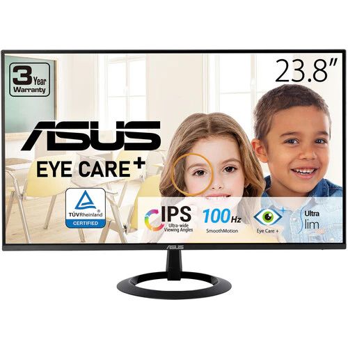 ASUS VZ27EHF Eye Care Gaming Monitor – 27 inch Full HD (1920 x 1080), IPS, Frameless, 100Hz, Adaptive-Sync, 1ms MPRT, HDMI, Low Blue Light, Flicker Free, Wall Mountable (Certified Refurbished) - Image 2