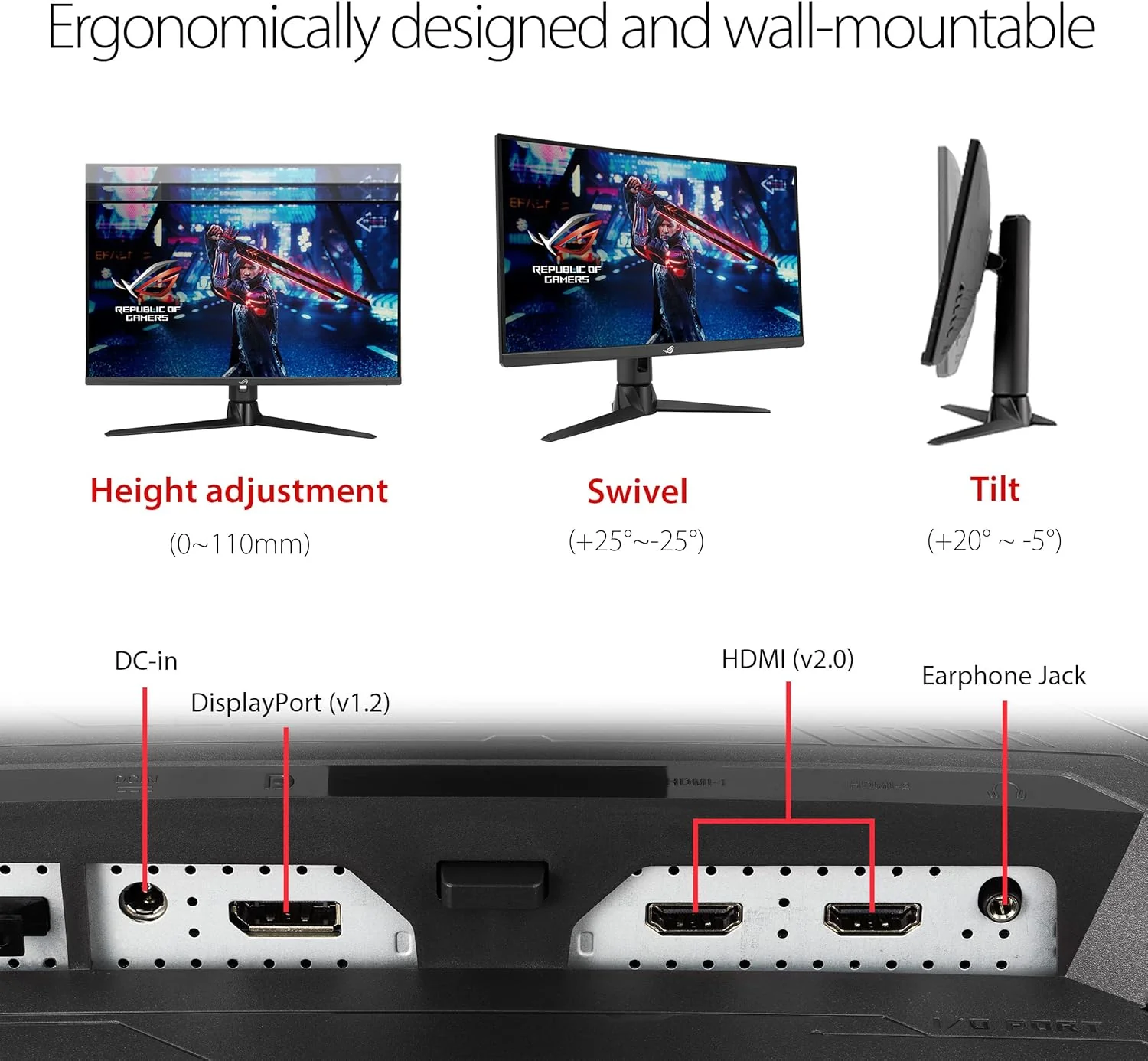 ASUS ROG Strix XG27AQV 27" 16:9 WQHD 170Hz Curved IPS LED HDR Gaming Monitor (Certified Refurbished) - Image 7